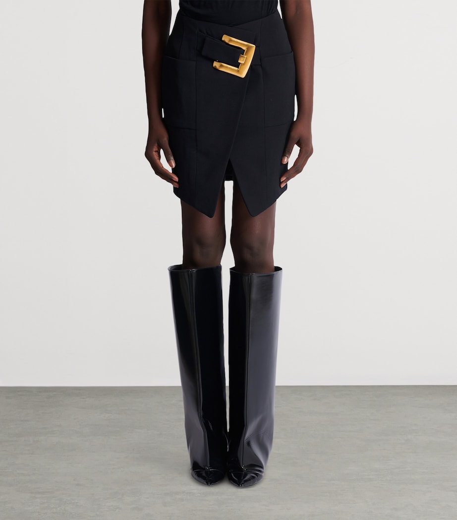 Virgin Wool Belted Mini Skirt 0PA NOIR Image 4