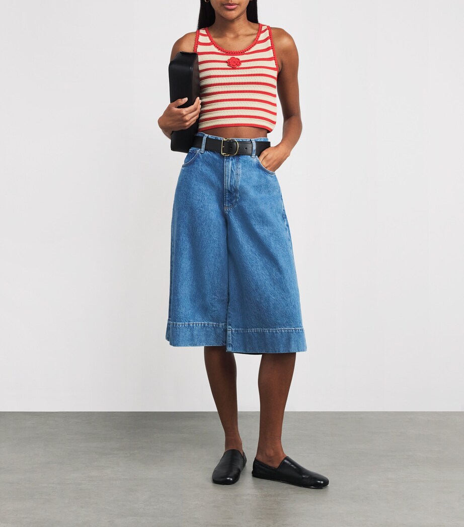 Cotton Crochet Crop Top CORAL Image 2