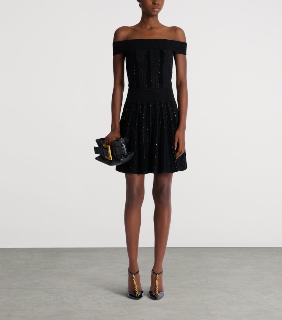 Off-The-Shoulder Knit Mini Dress EAC NOIR/ARGENT Image 3