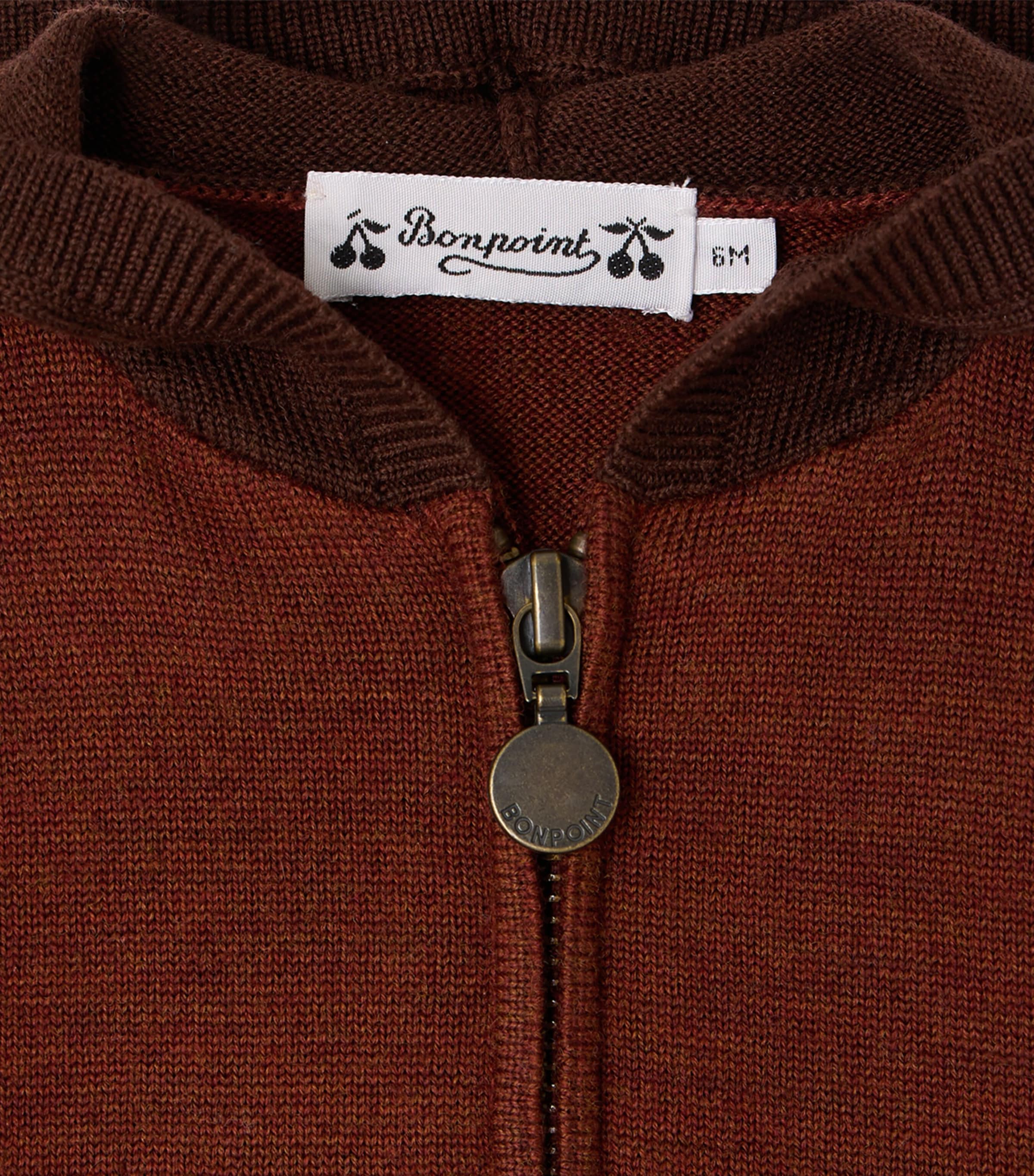 Bonpoint Wool Zip-Up Hoodie (6-18 Months) Praline Image 3