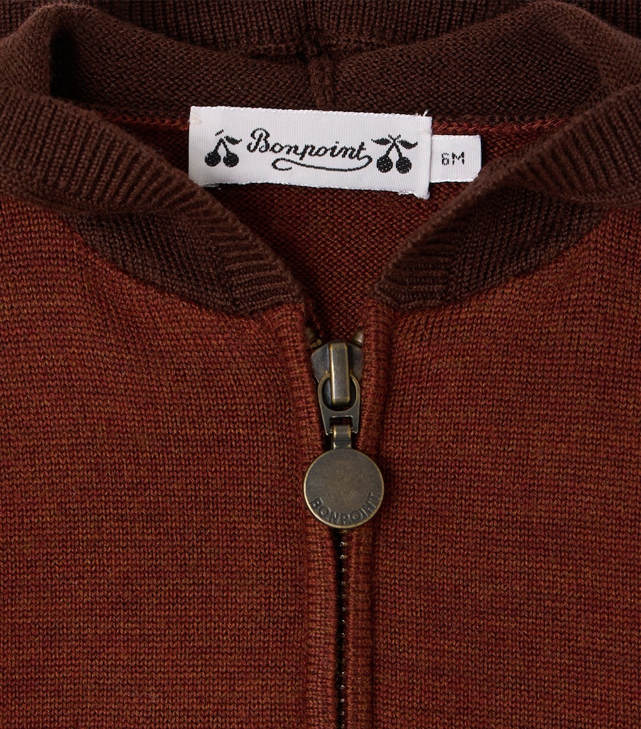 Bonpoint Wool Zip-Up Hoodie (6-18 Months) Praline Image 3