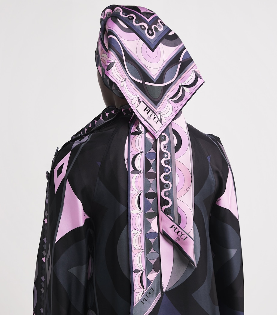 Silk Printed Headscarf 1/BLACK PINK Image 2