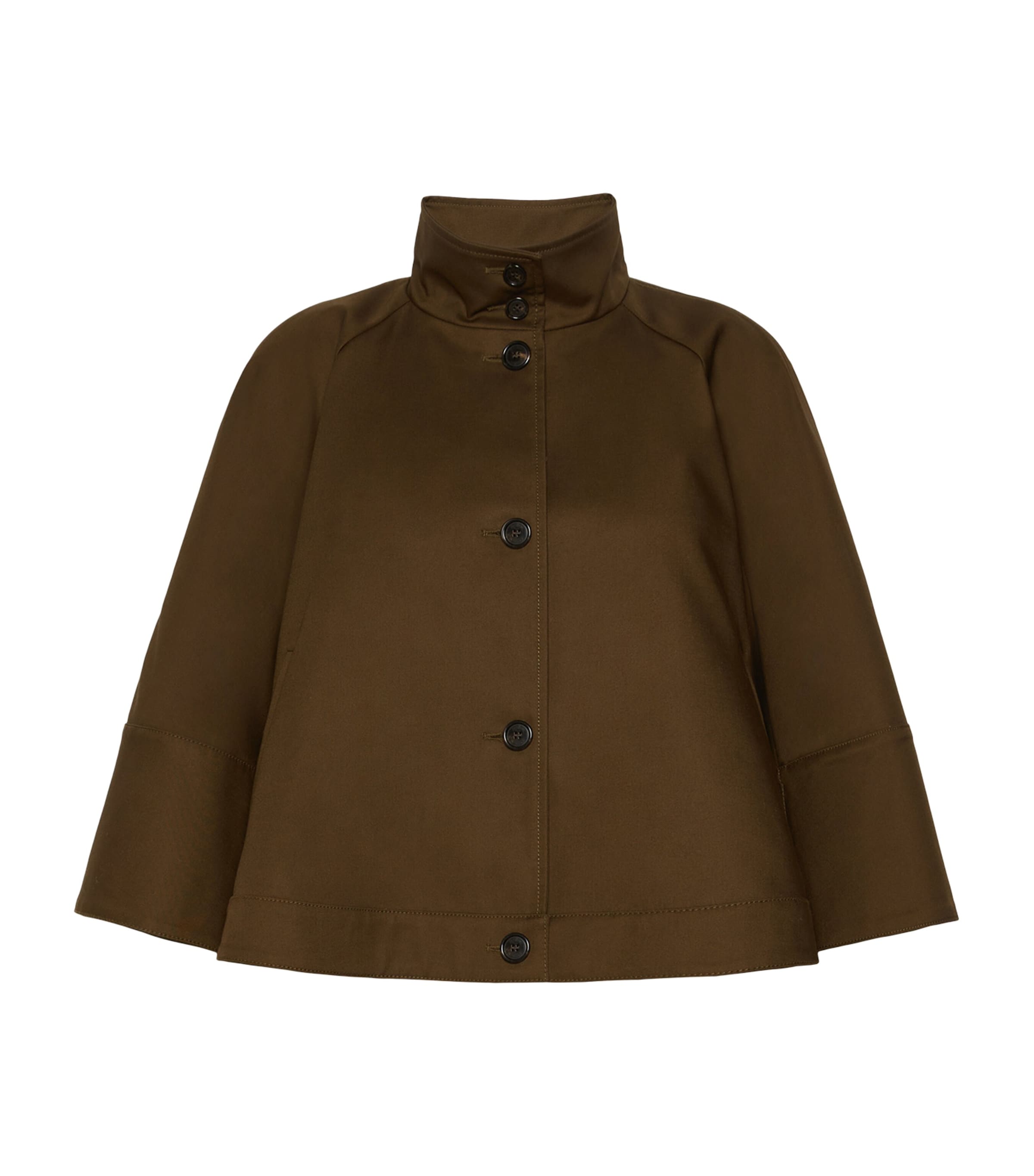 Max Mara Womens Cotton Flared Cape Coat Kaki Image 1