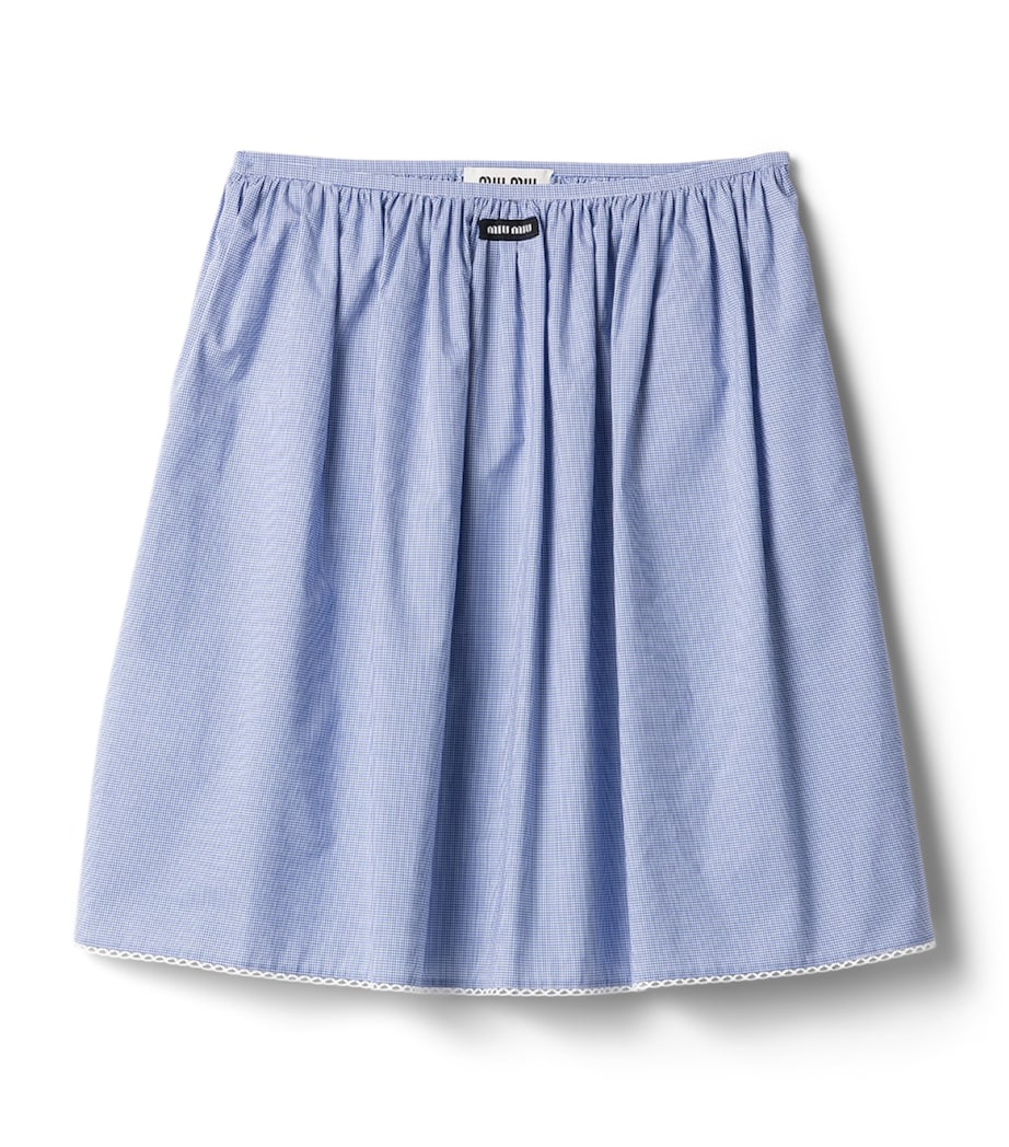 Miu Miu Womens Cotton Gingham Midi Skirt Image 1