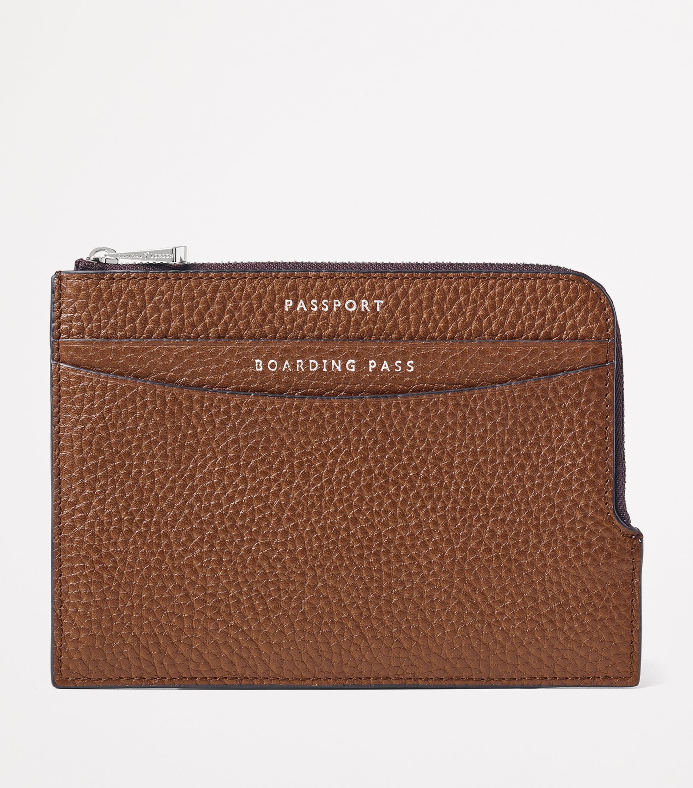 Leather Zipped Travel Wallet TOBACCO Image 2