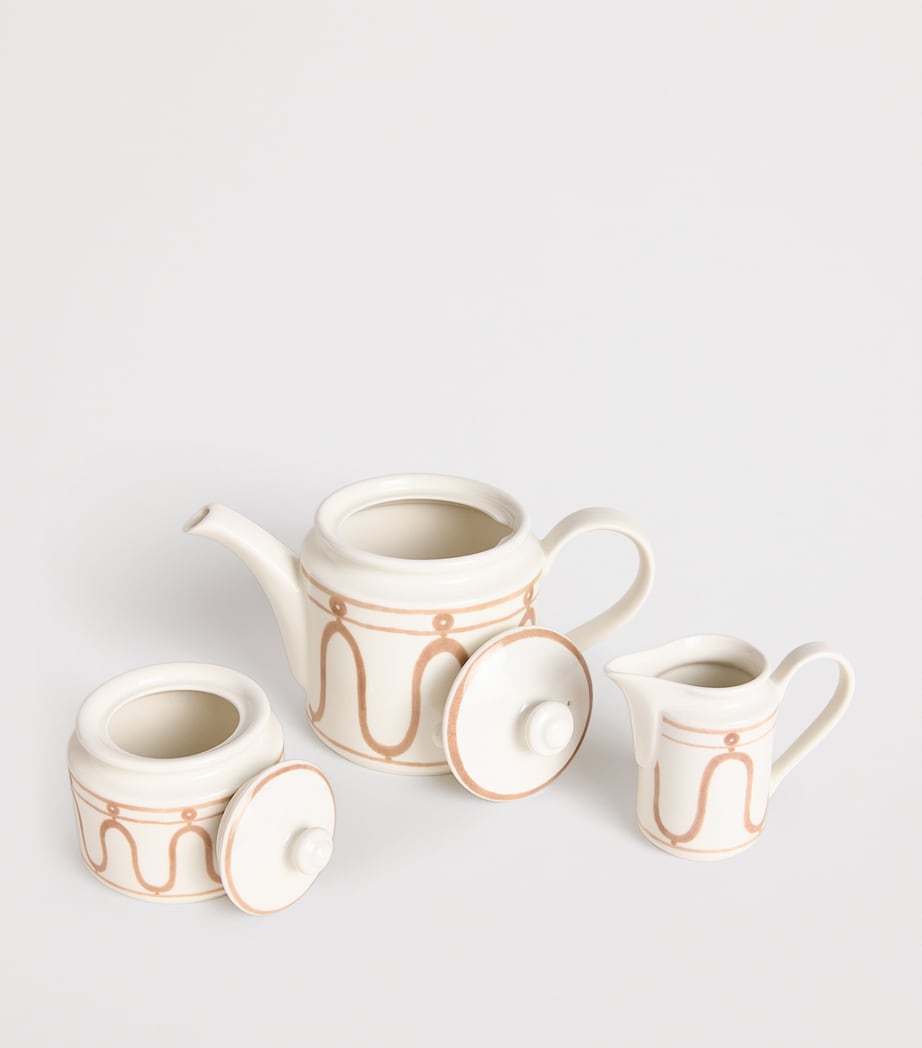Porcelain Serenity Tea Set BEIGE ON WHITE Image 2