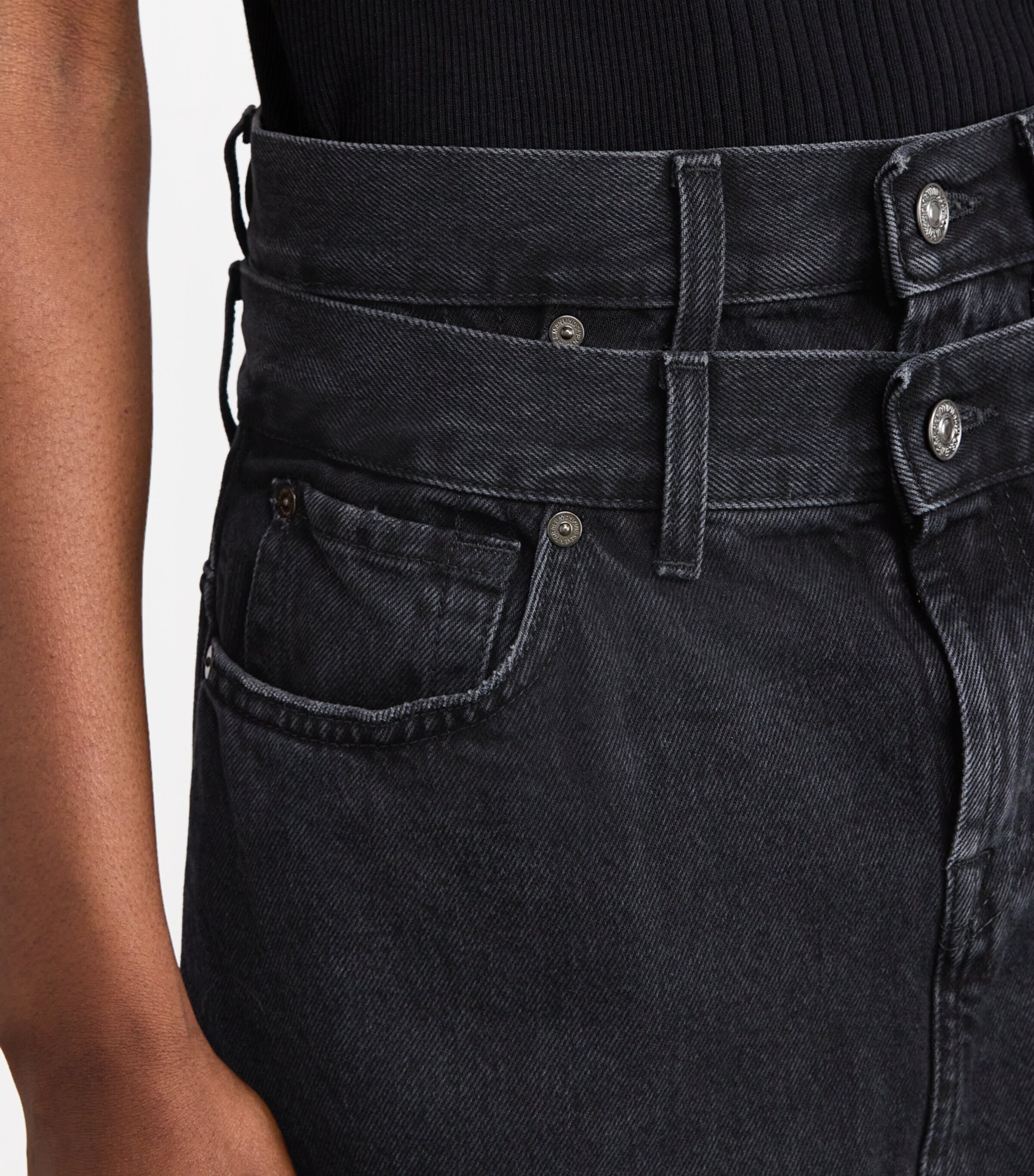 7 For All Mankind Womens Denim Double-Waisted Hussle Skirt Hustle Image 6