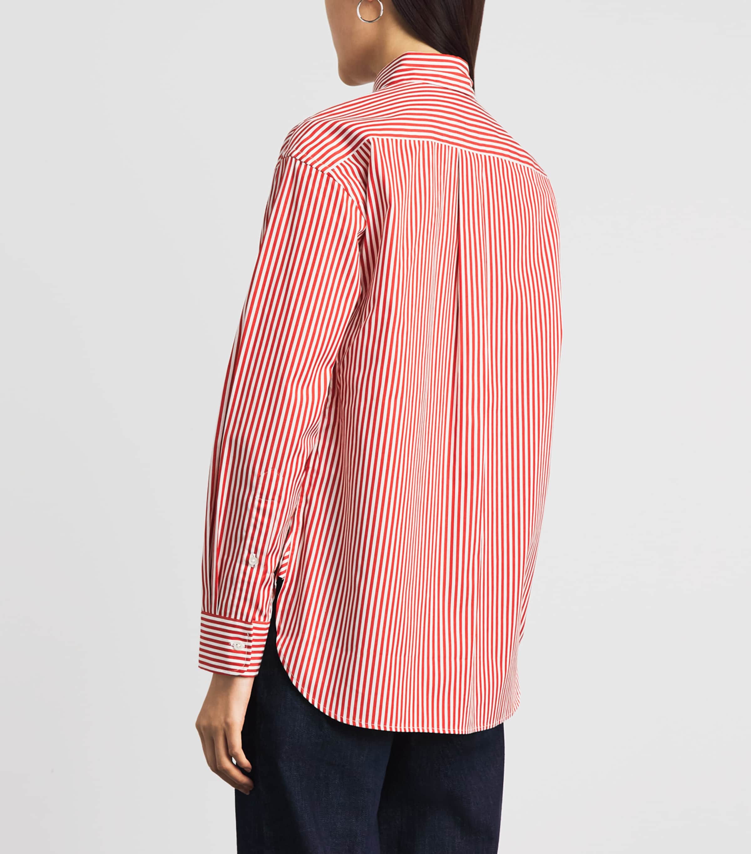 Polo Ralph Lauren Womens Cotton Stripe Shirt Orng Leaf Wht Image 5