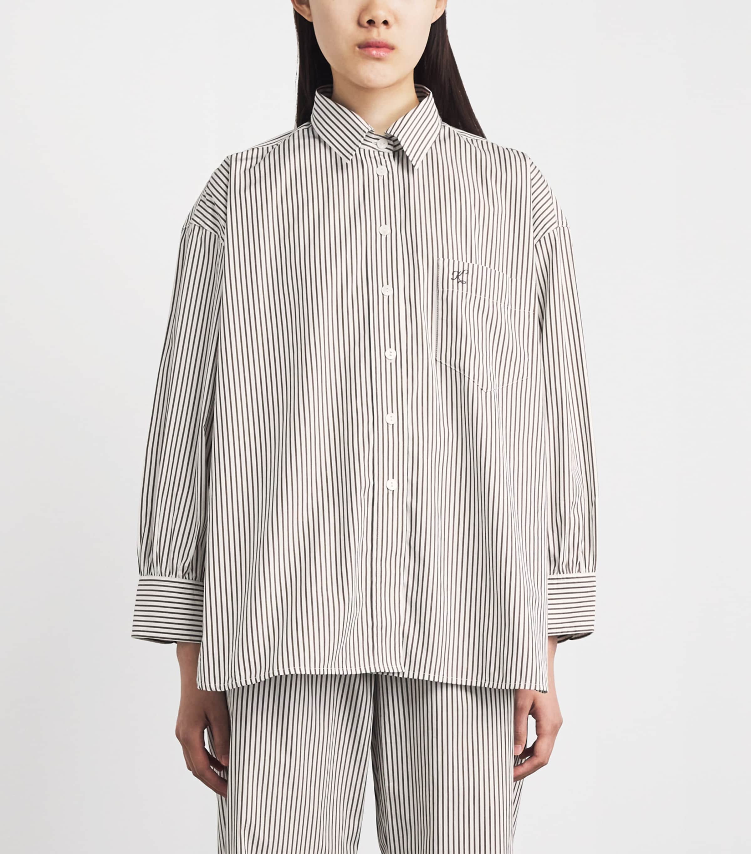 Suzie Kondi Womens Cotton Poplin Stripe Kappa Shirt Truffle Stripe Image 4