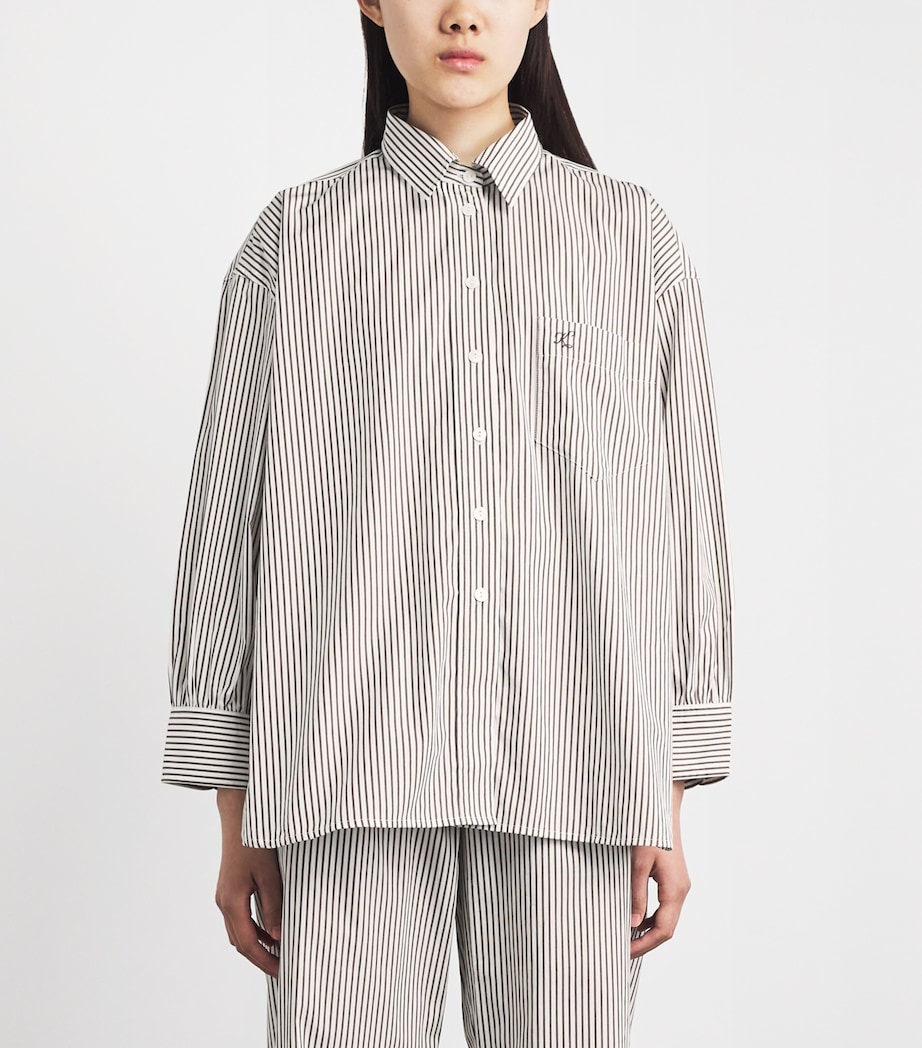 Suzie Kondi Womens Cotton Poplin Stripe Kappa Shirt Truffle Stripe Image 4