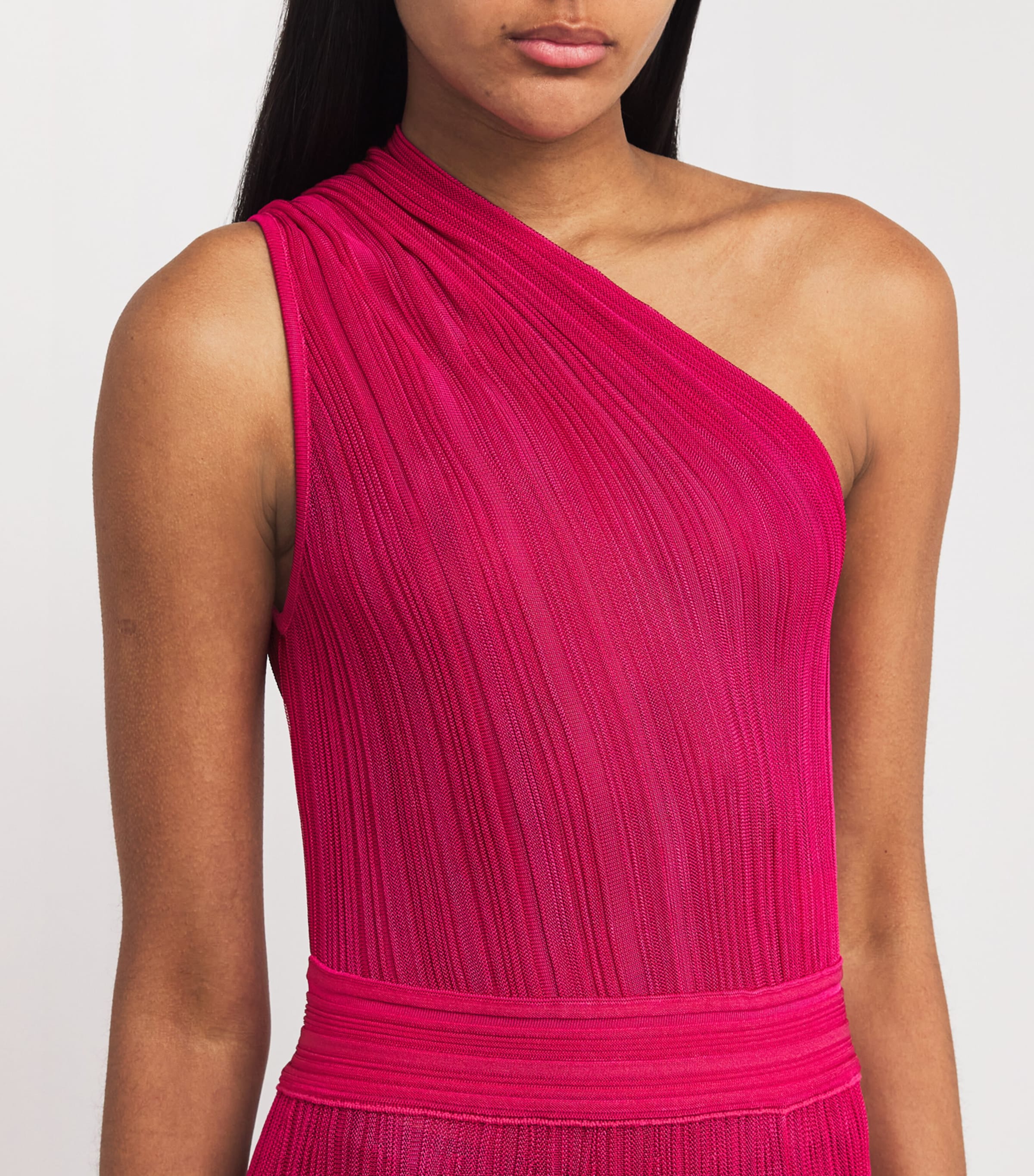 Knitted One-Shoulder Maxi Dress VAR 153 FUCHSIA Image 4