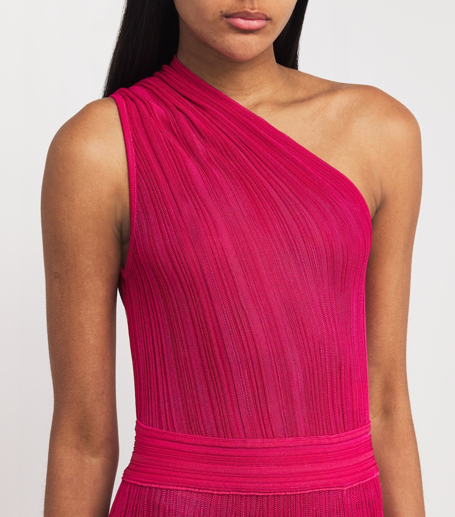 Knitted One-Shoulder Maxi Dress VAR 153 FUCHSIA Image 4