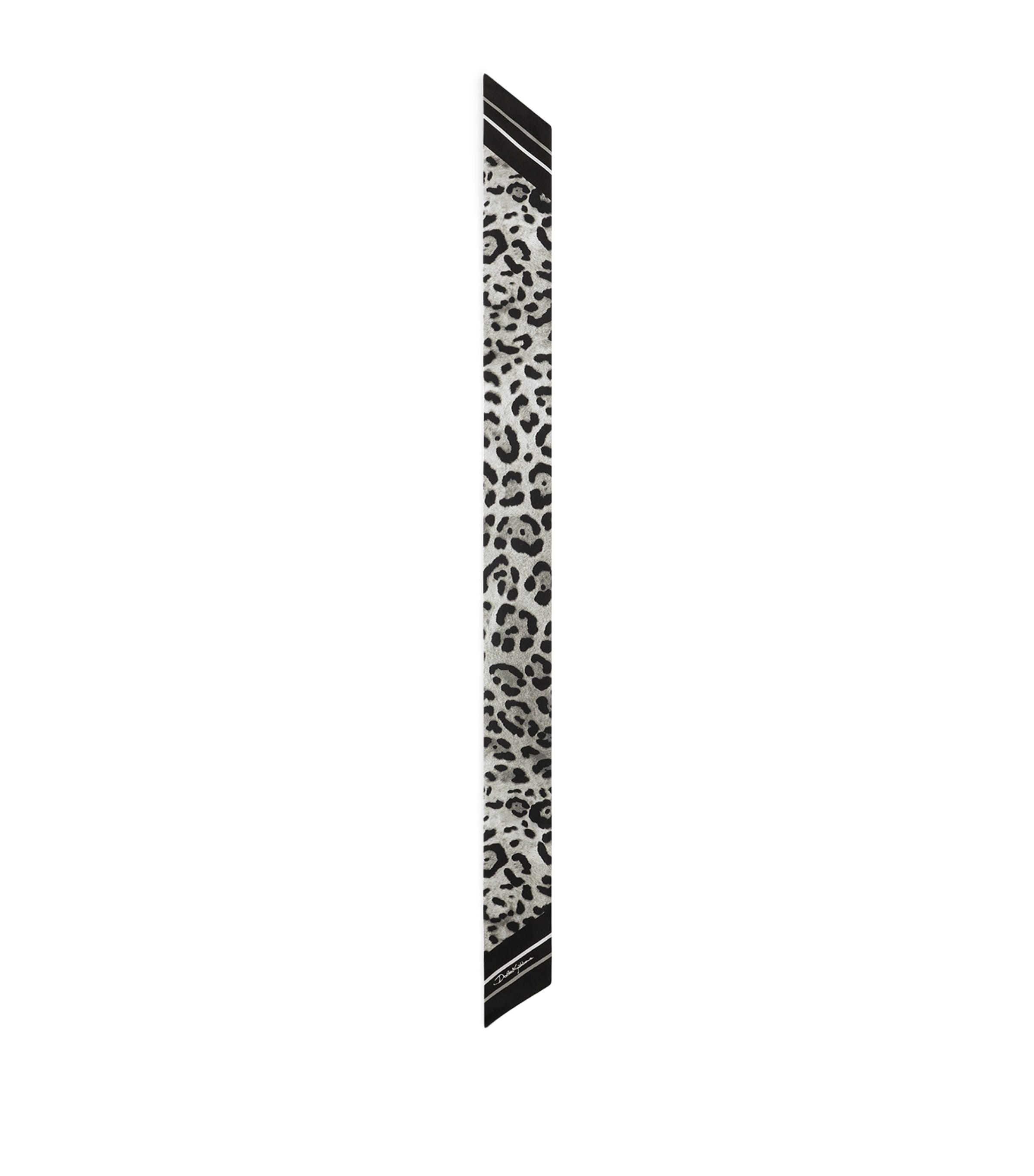 Dolce & Gabbana Silk Leopard Print Skinny Scarf