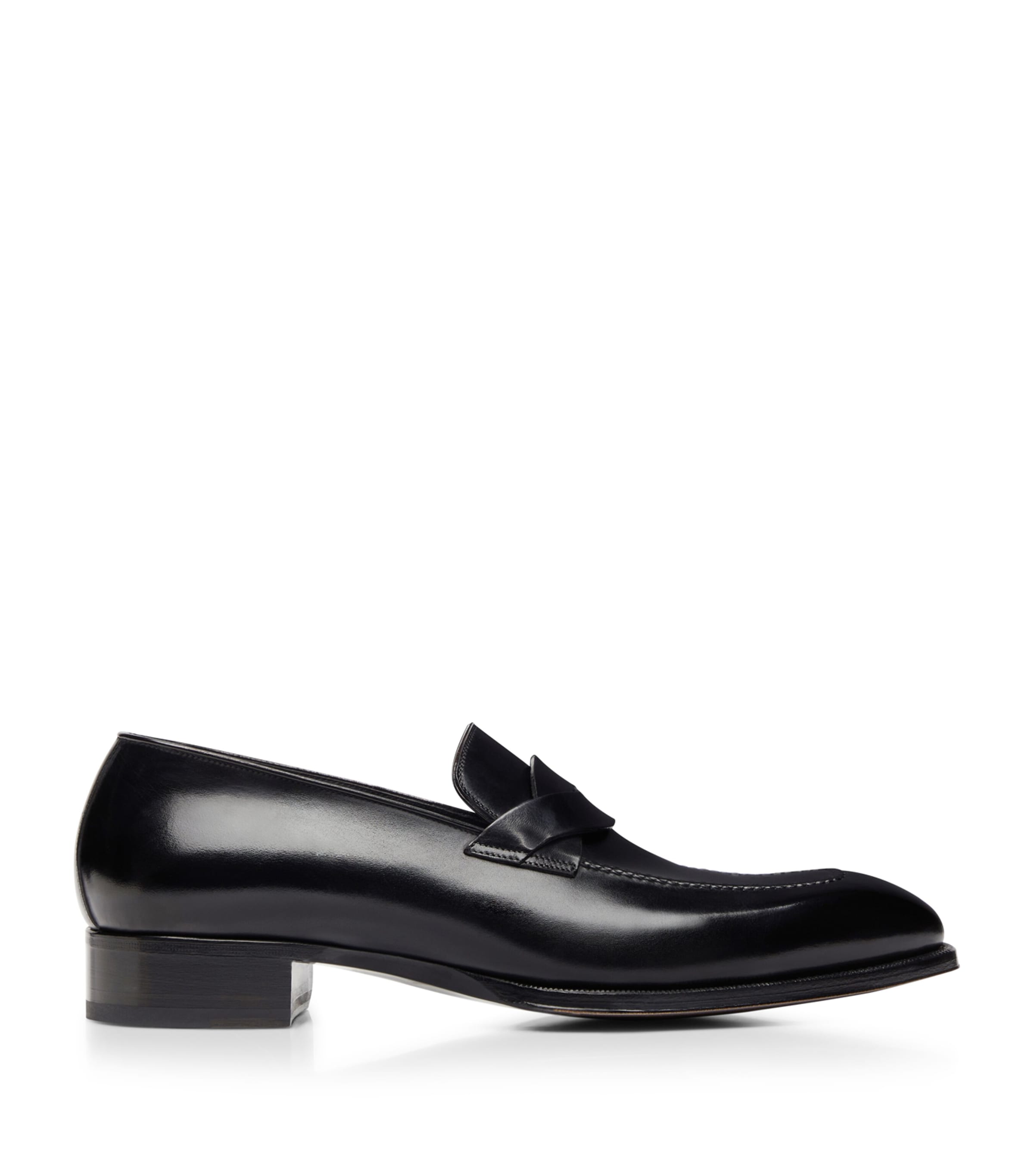 Tom Ford Burnished Leather Elkan Loafers In Black