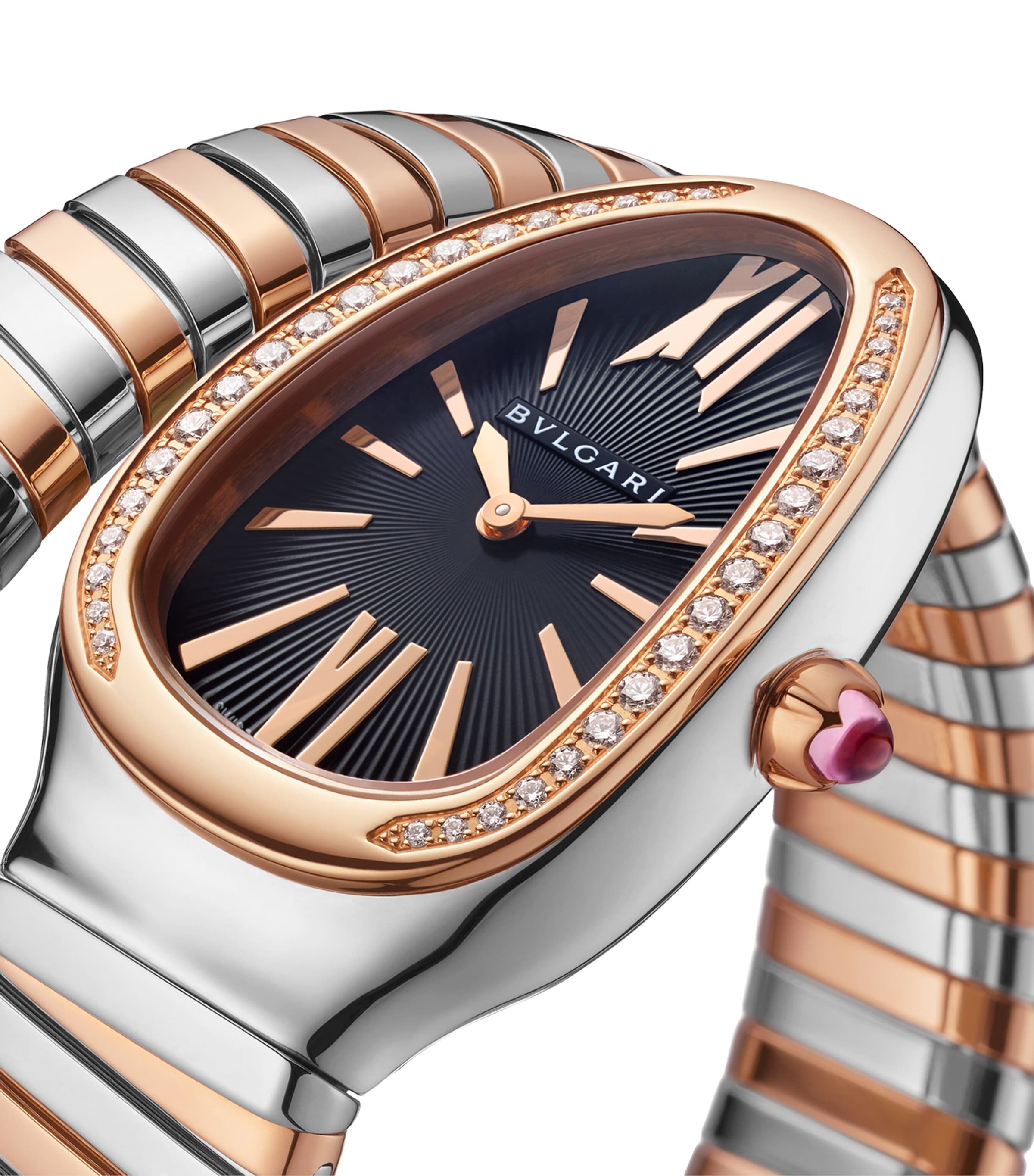 Rose Gold, Stainless Steel and Diamond Serpenti Tubogas Watch 35mm BLACK Image 5