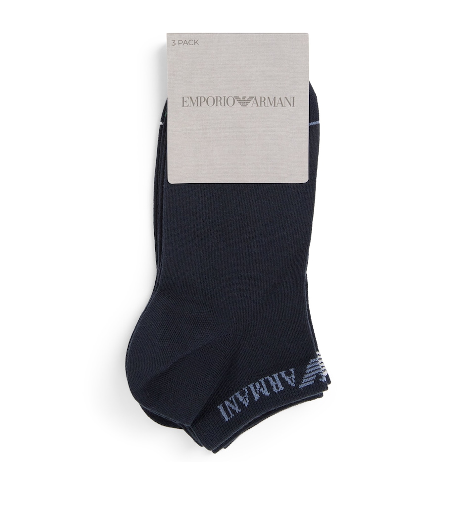 Cotton-Blend Jacquard Logo Ankle Socks (Pack of 3) MB154 ARMANI BLUE Image 1