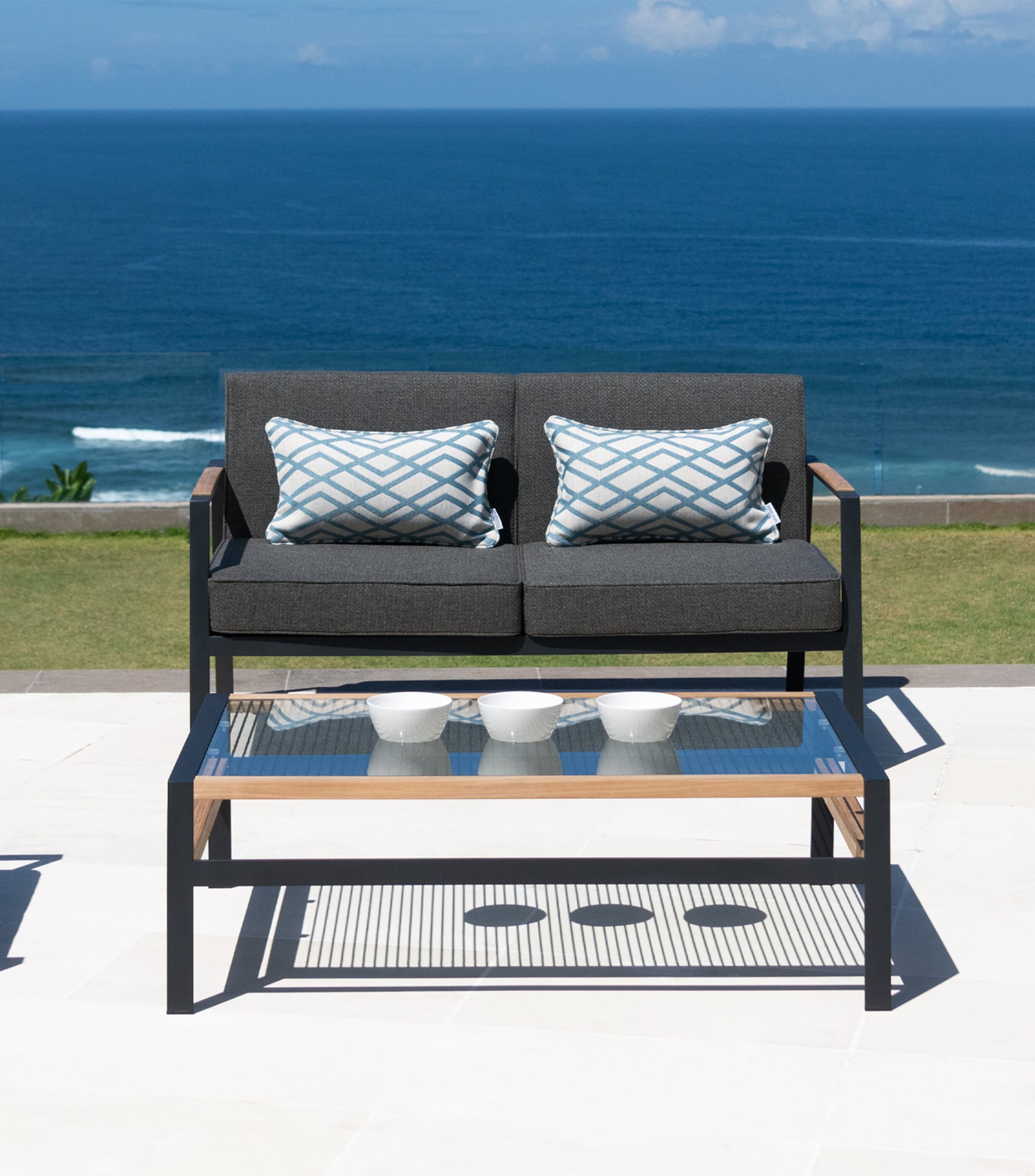 California 2-Seater Outdoor Sofa CHARCOAL Image 2