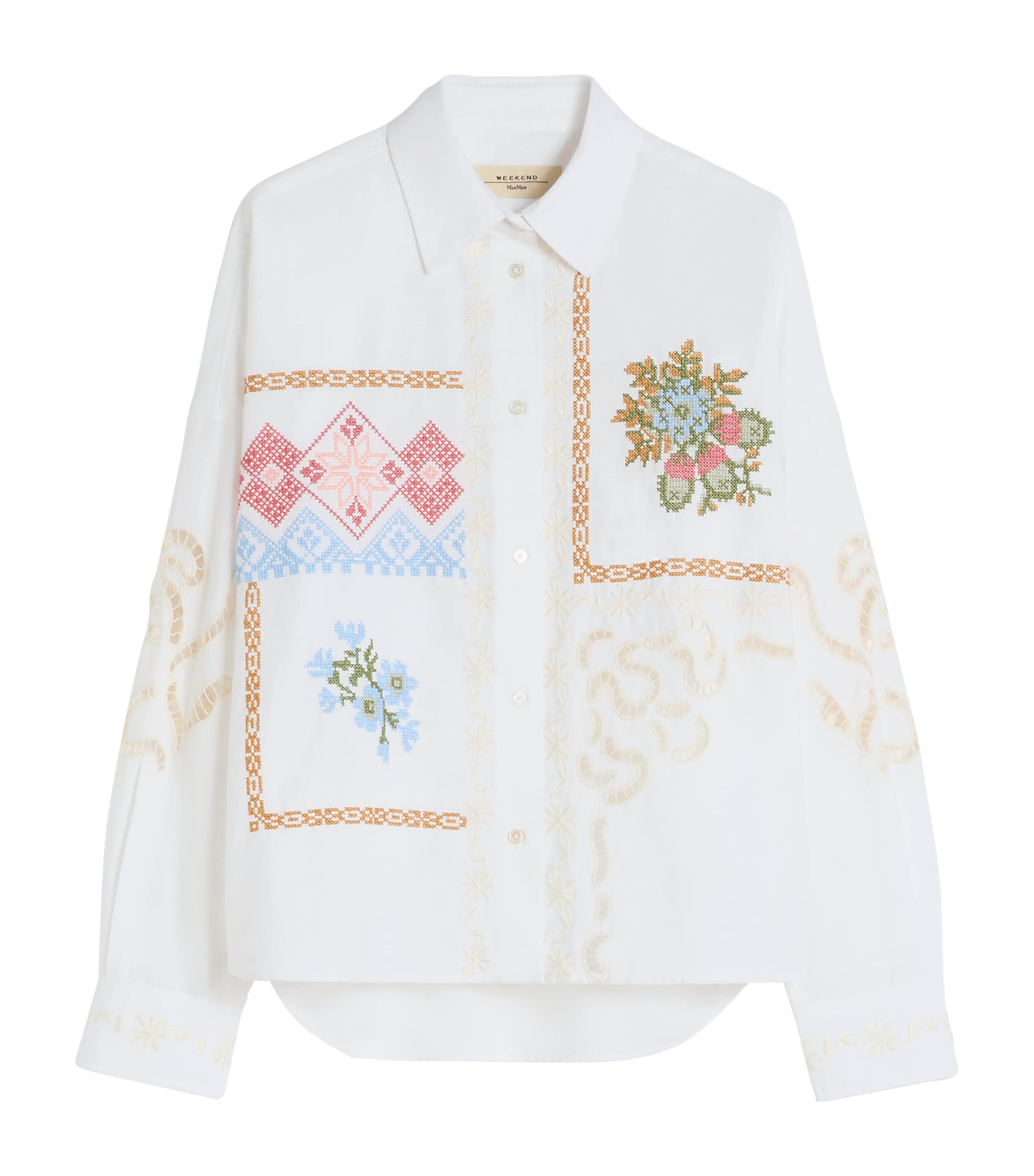Weekend Max Mara Womens Cotton Embroidered Shirt White Image 1