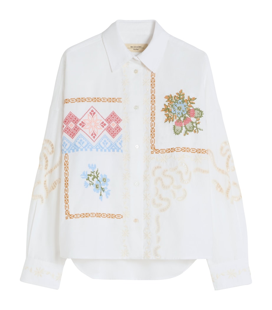 Weekend Max Mara Womens Cotton Embroidered Shirt White Image 1
