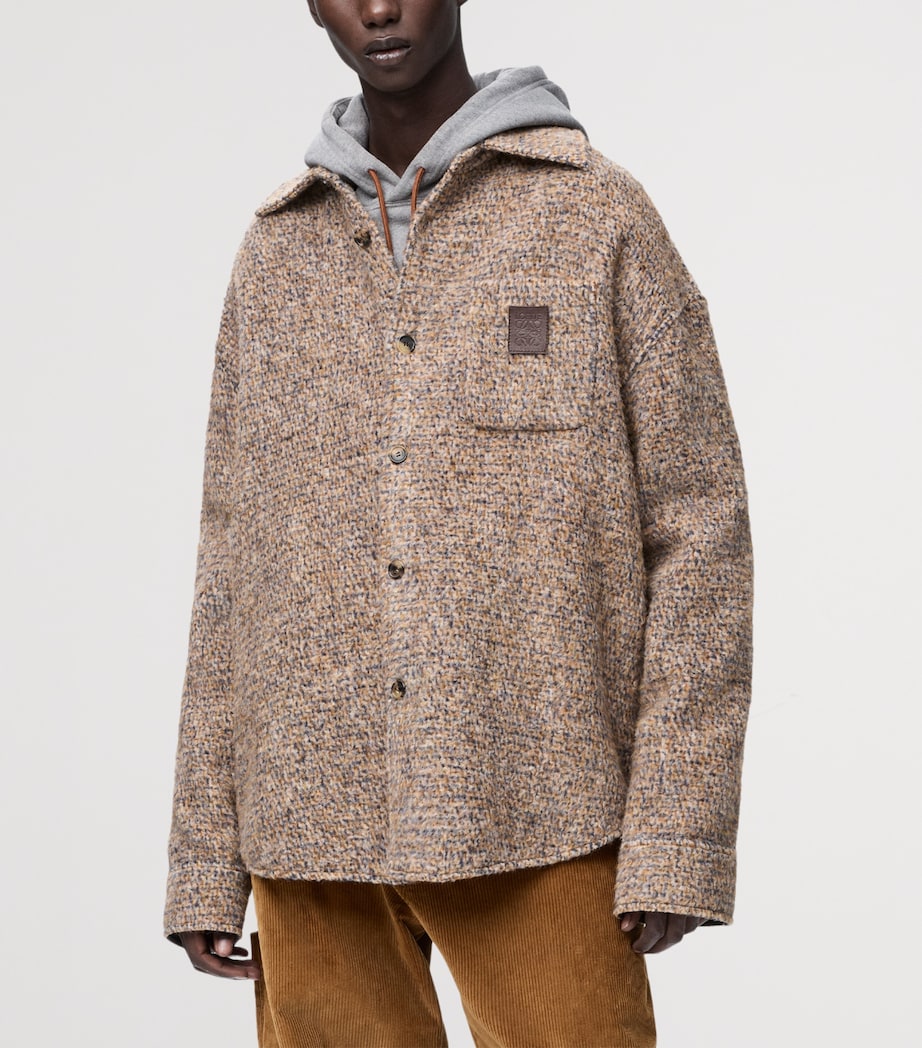 Wool-Blend Micro-Check Overshirt BEIGE/BLUE MELANGE Image 3