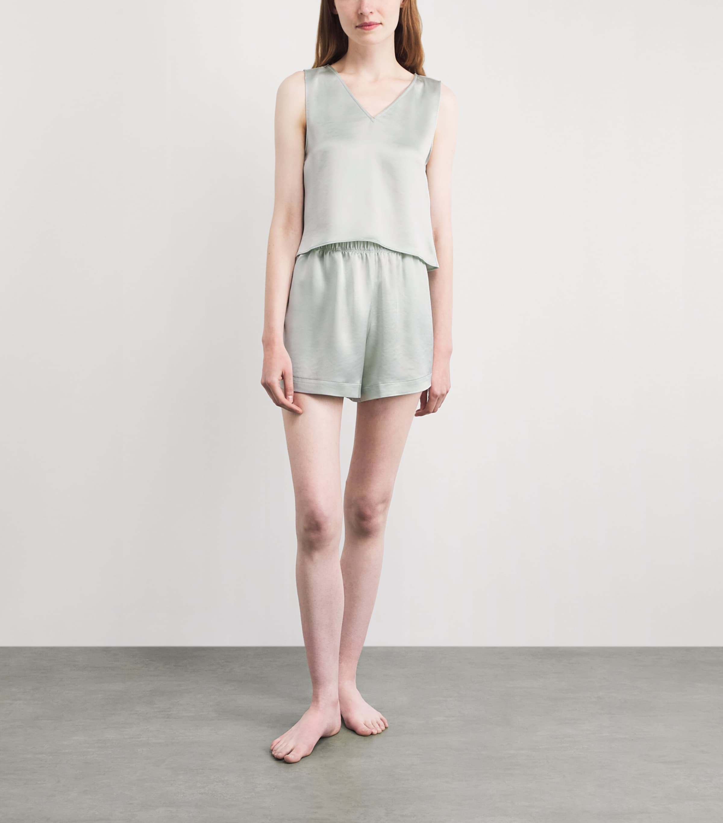 LESET Womens Satin Barb Shorts Watercress Image 2