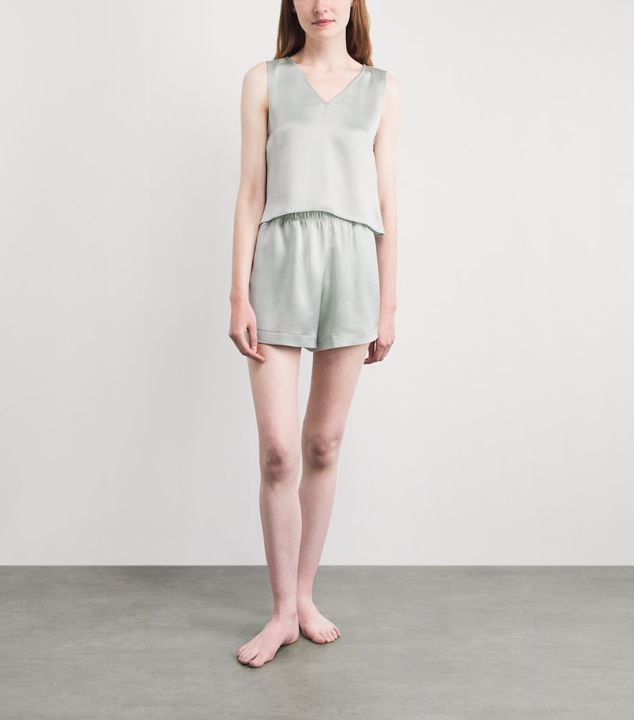 LESET Womens Satin Barb Shorts Watercress Image 2