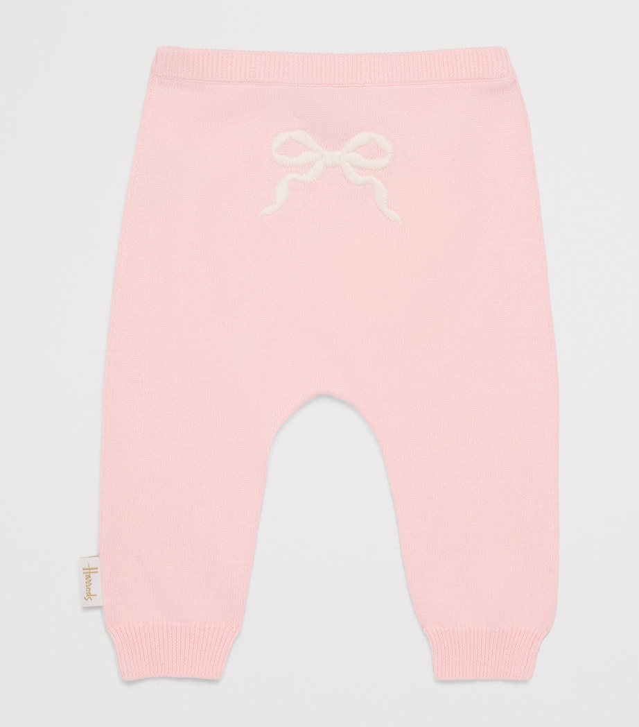 Harrods Cotton Bow Trousers (0-18 Months) Pink Image 2