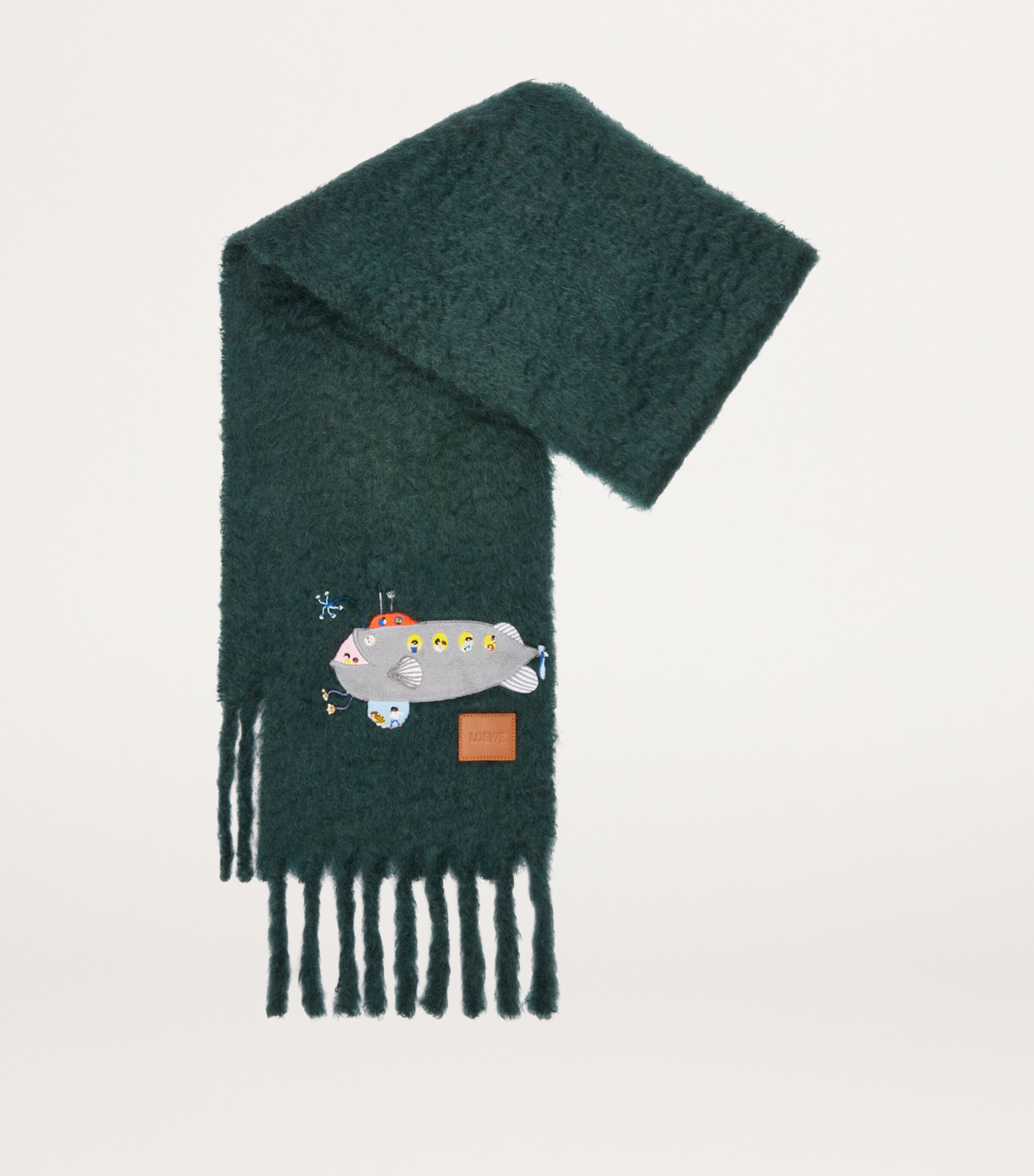 LOEWE Green x Suna Fujita Mohair-Blend Submarine Scarf | Harrods UK