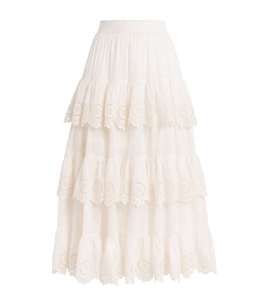 Broderie Anglaise Lucky Midi Skirt IVO/IVORY Image 1