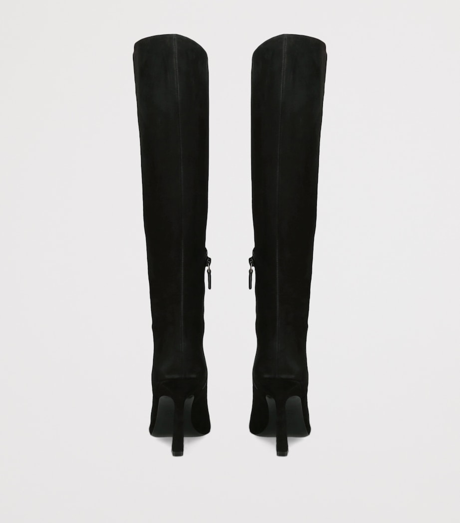 Stuart Weitzman Suede Vinnie Zip Knee-High Boots 100 Black Image 3