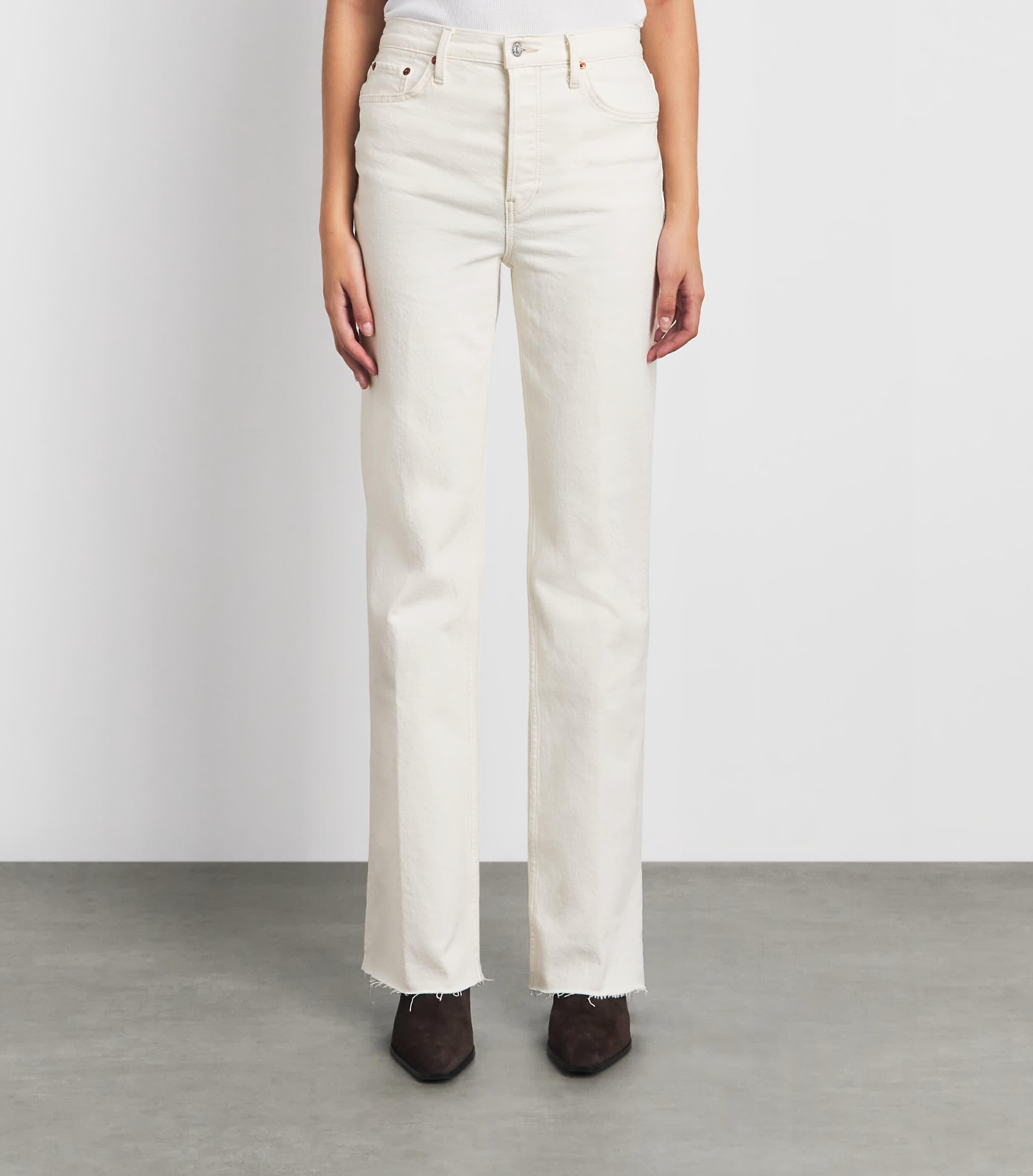 Re-Done Womens '70s High-Rise Bootcut Jeans Crema Image 4