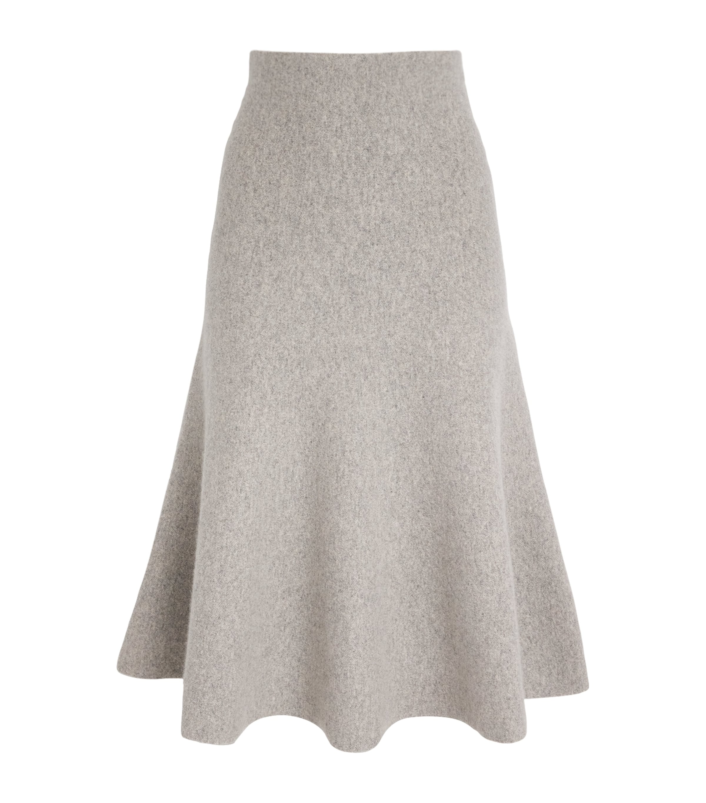 Polo Ralph Lauren Cashmere-blend A-line Midi Skirt In Gray