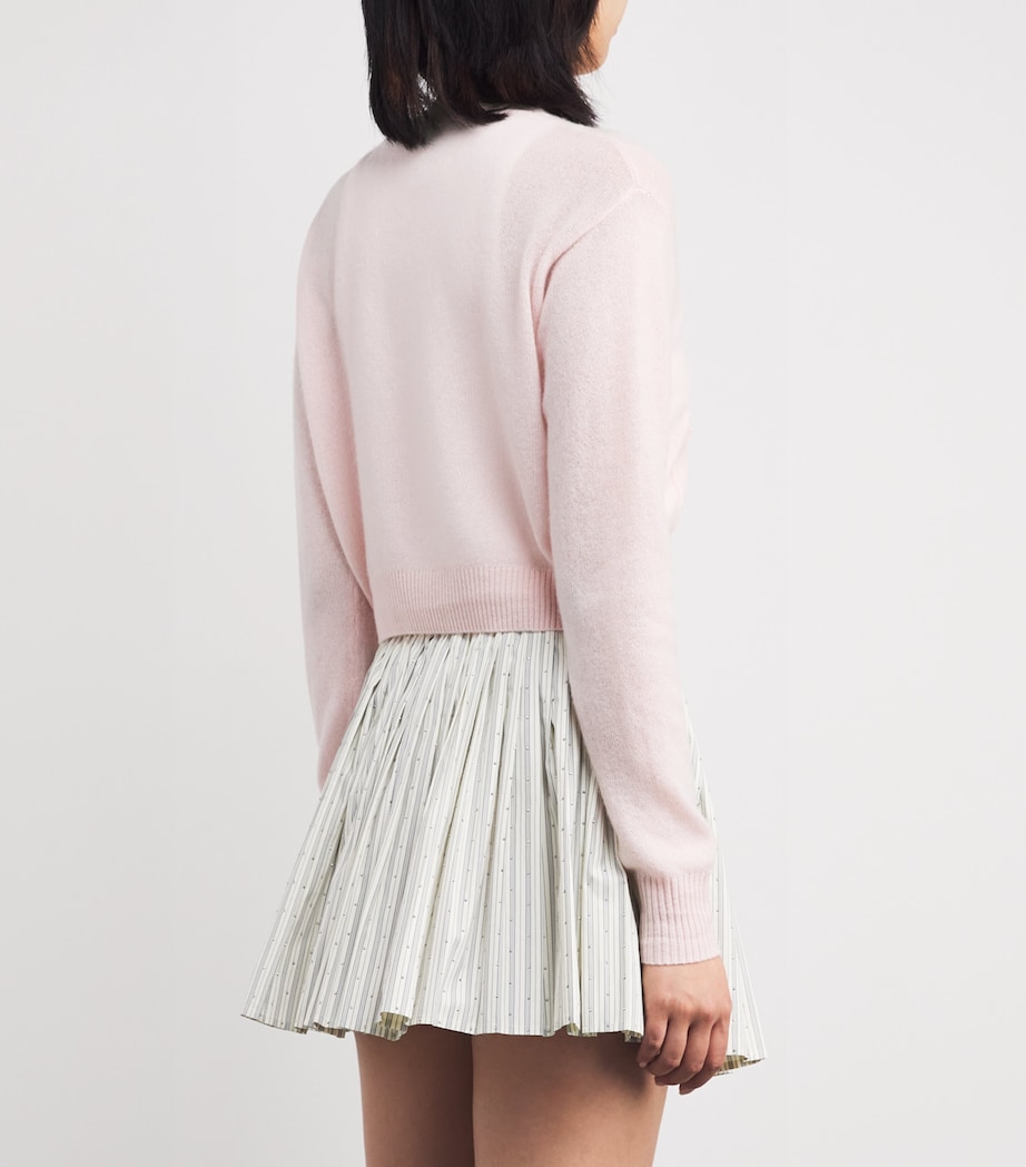 Sandro Paris Womens Wool-Cashmere Cropped Cardigan Light Pink Image 4
