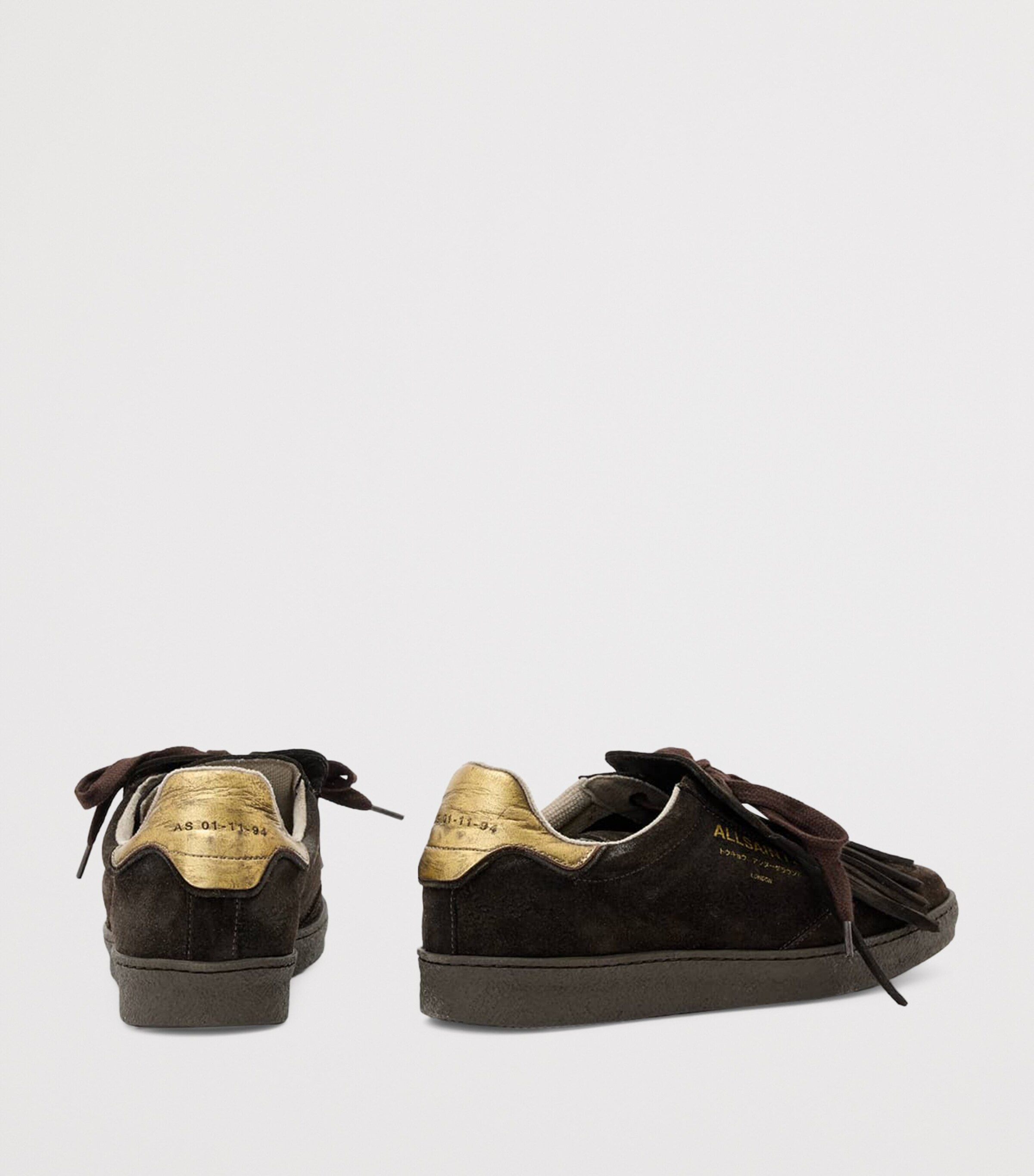 AllSaints Leather Fringe Thelma Sneakers Bitter Brown Image 4