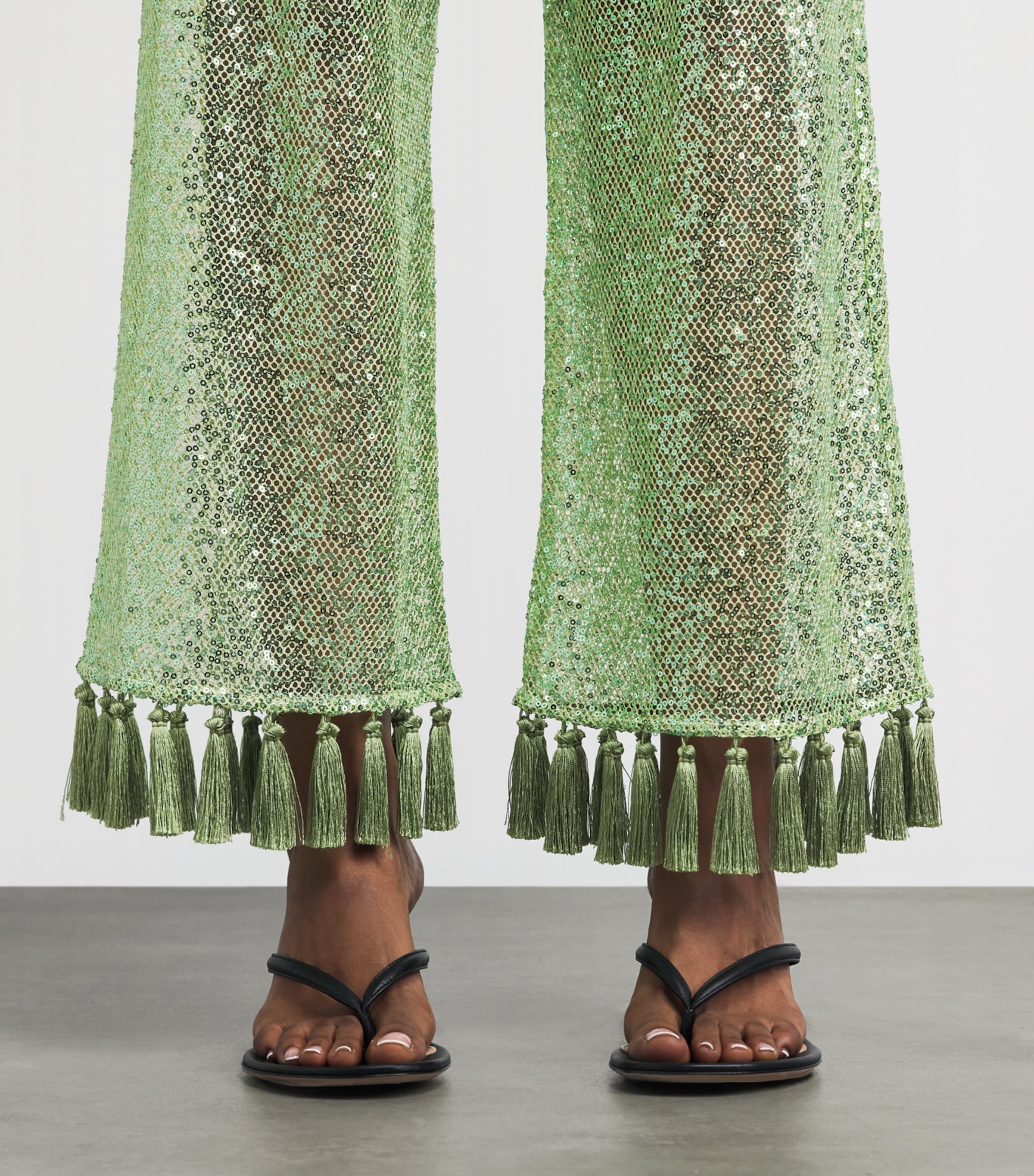 Taller Marmo Womens Sequin Cala Escondida Trousers Acid Green Image 3
