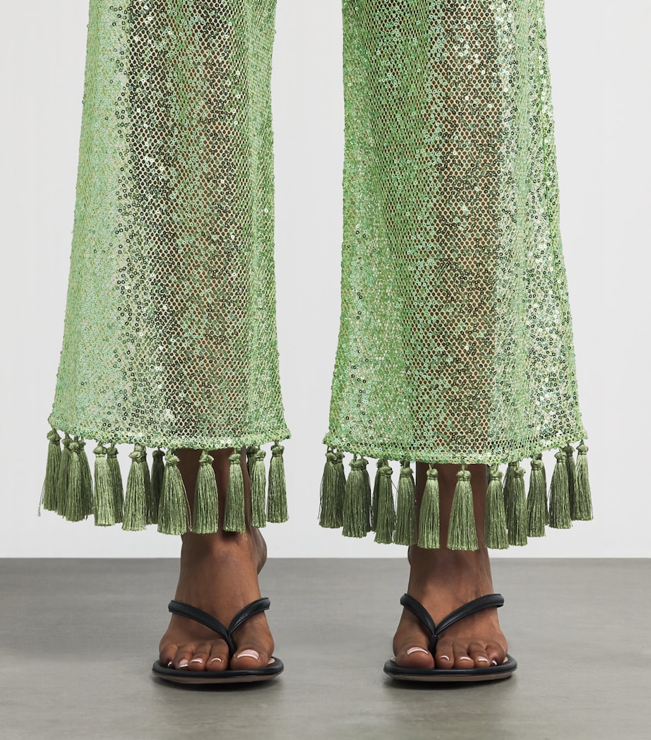 Taller Marmo Womens Sequin Cala Escondida Trousers Acid Green Image 3