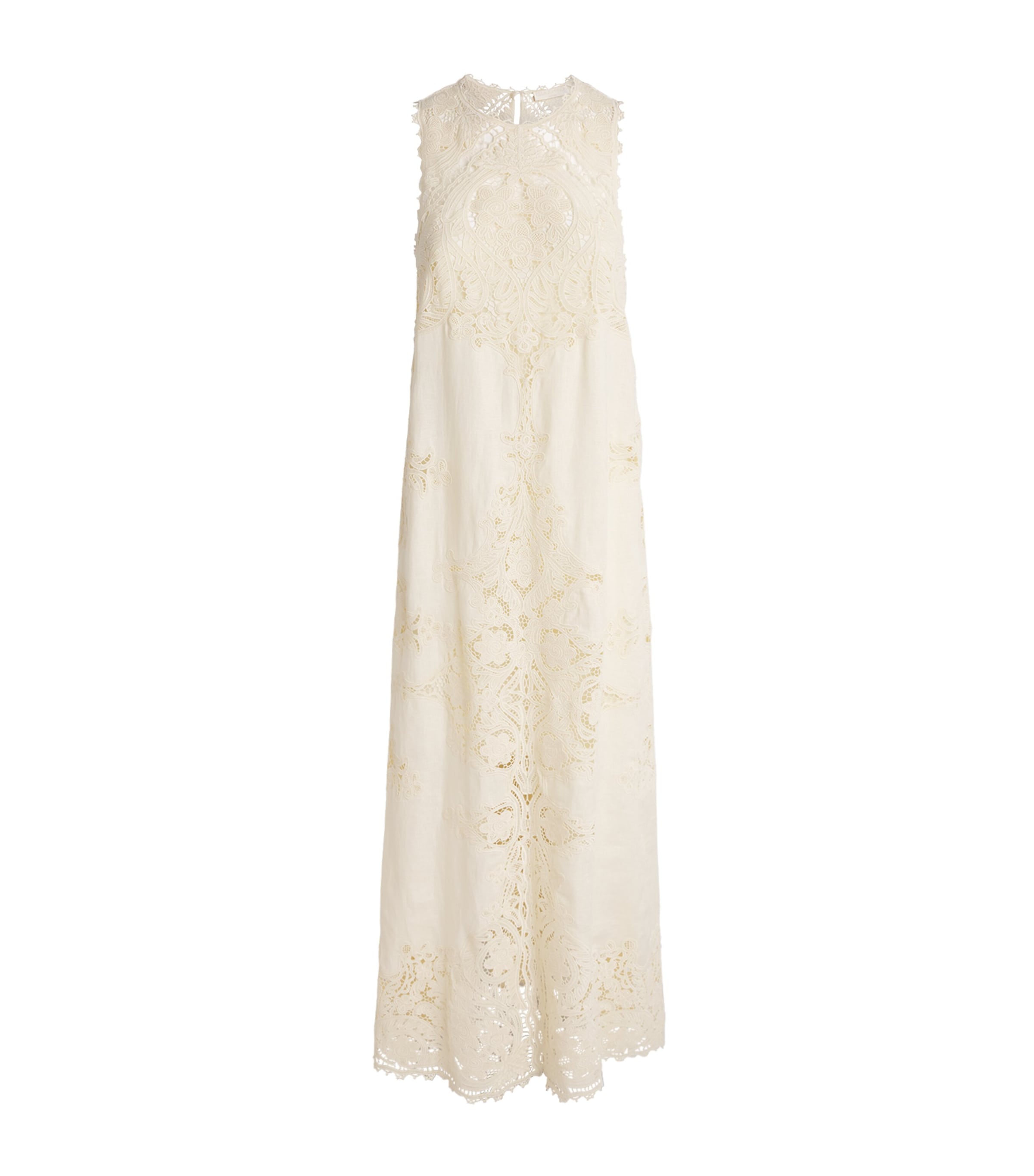 Ulla Johnson Linen Embroidered Coralite Midi Dress In Ivory