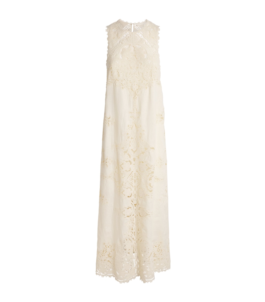 Ulla Johnson Womens Linen Embroidered Coralite Midi Dress Ivory Image 1