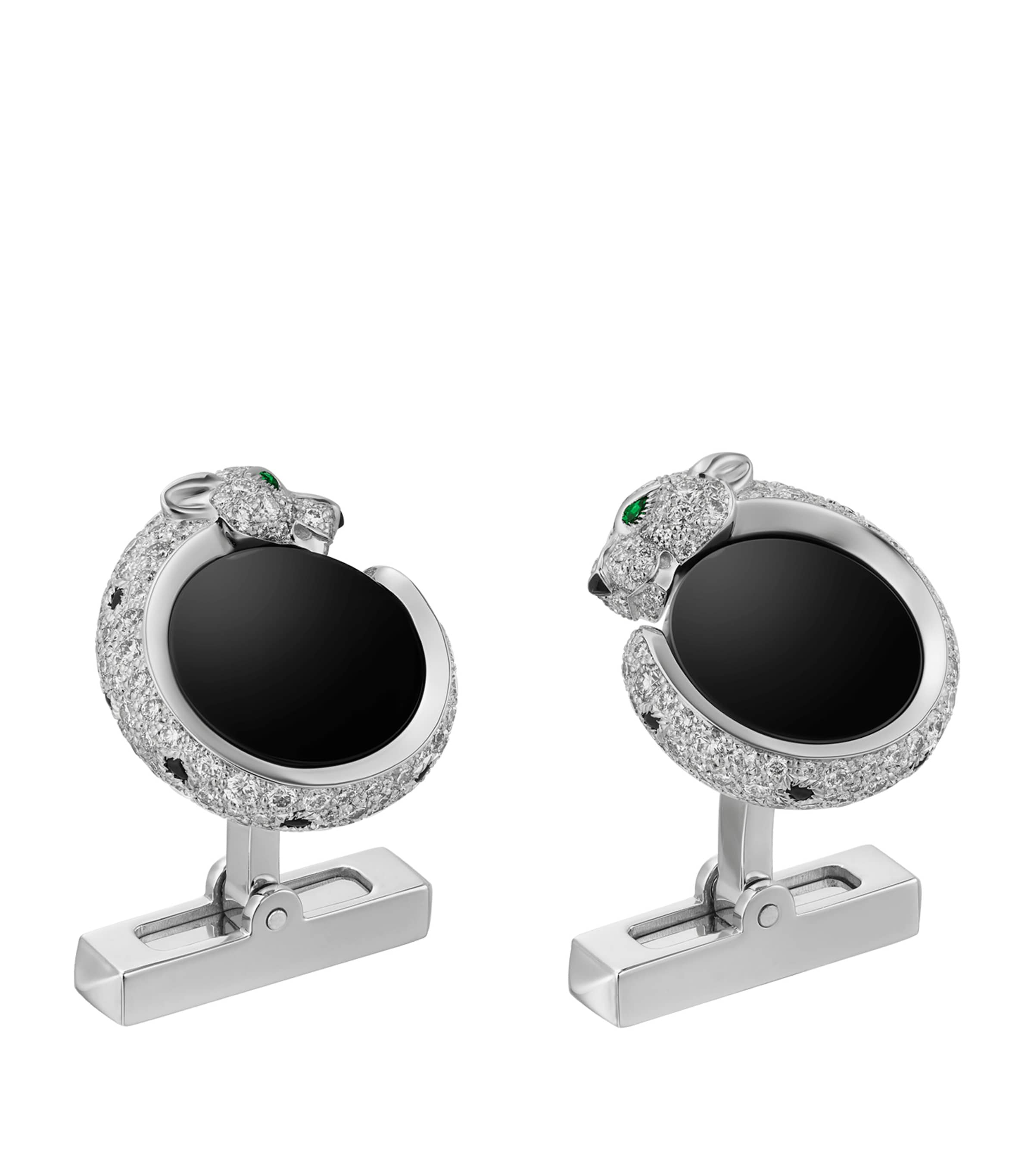 White Gold, Diamond and Emerald Panthère de Cartier Cufflinks WHITE GOLD Image 1