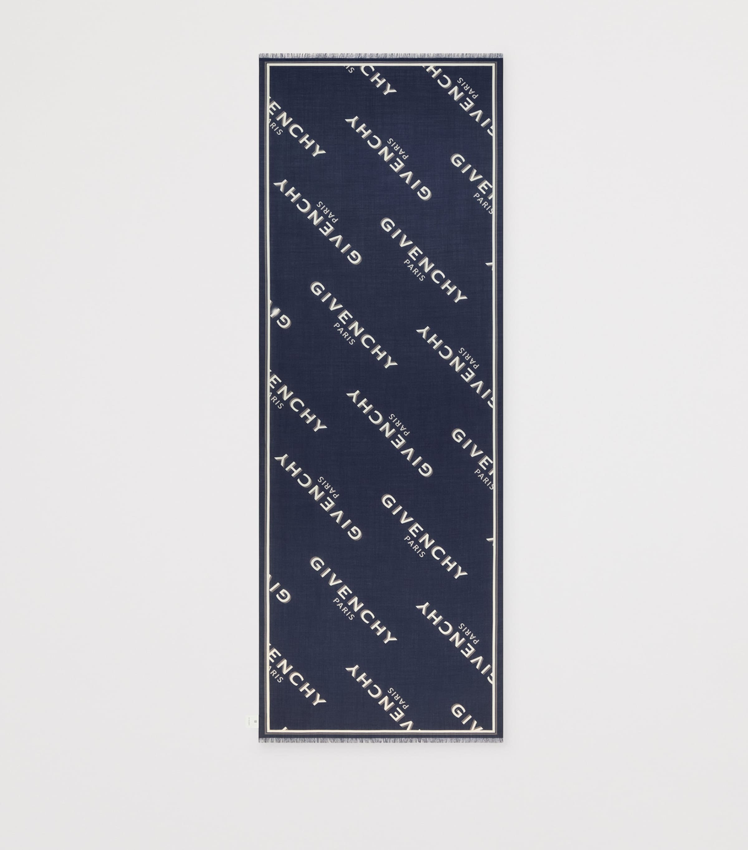 Wool-Silk Logo Stole NAVY Image 2