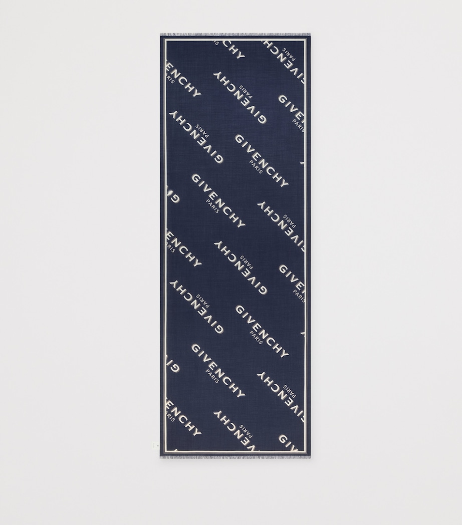 Wool-Silk Logo Stole NAVY Image 2