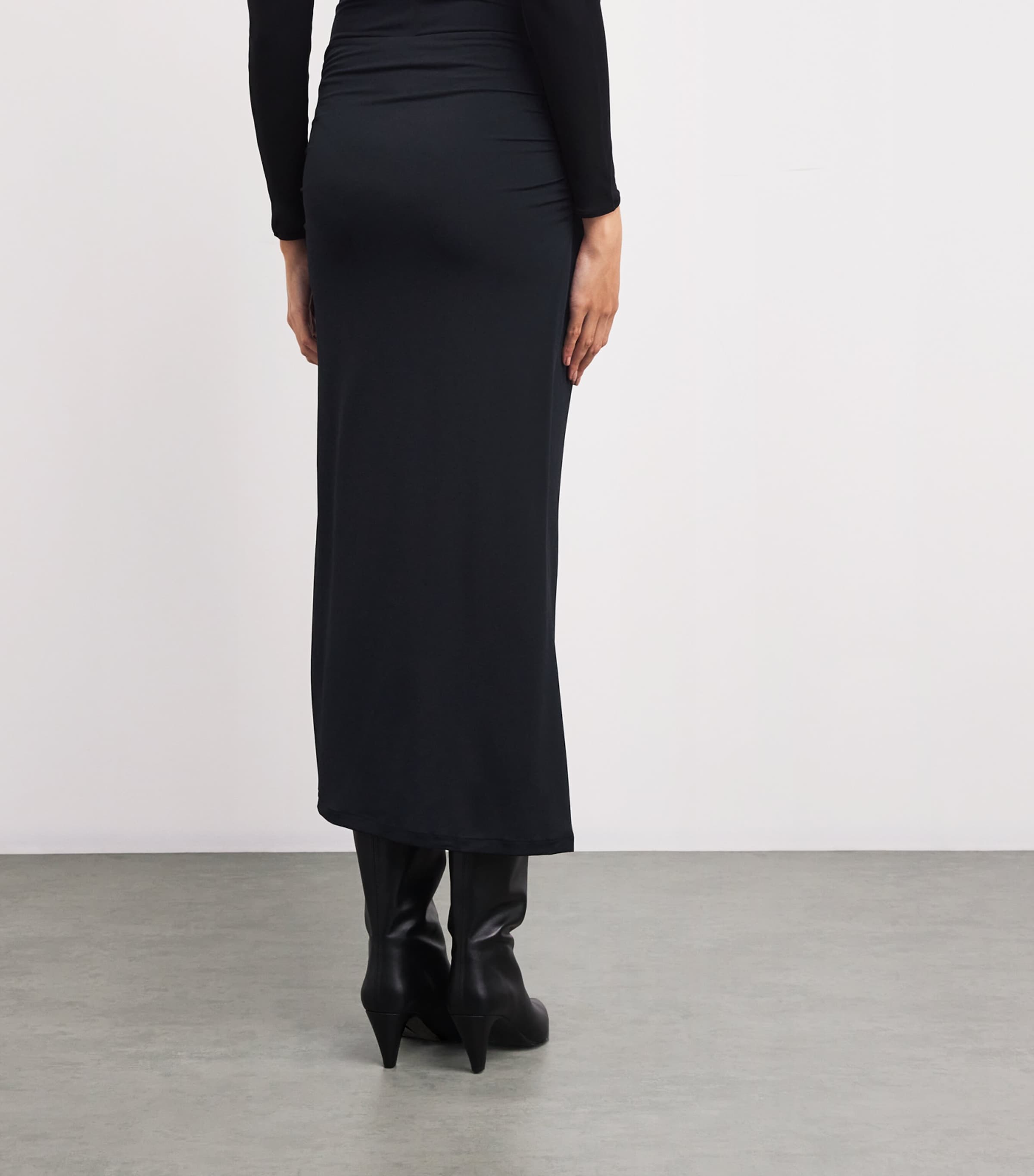 Wolford Womens Crepe Jersey Midi Skirt Black Image 4