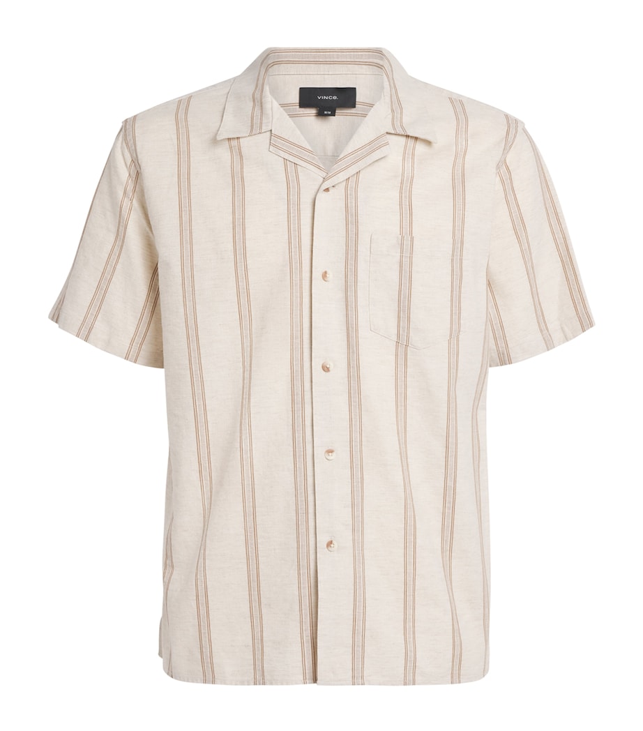 Vince Mens Cotton-Hemp Stripe Shirt Midland/smock White Image 1