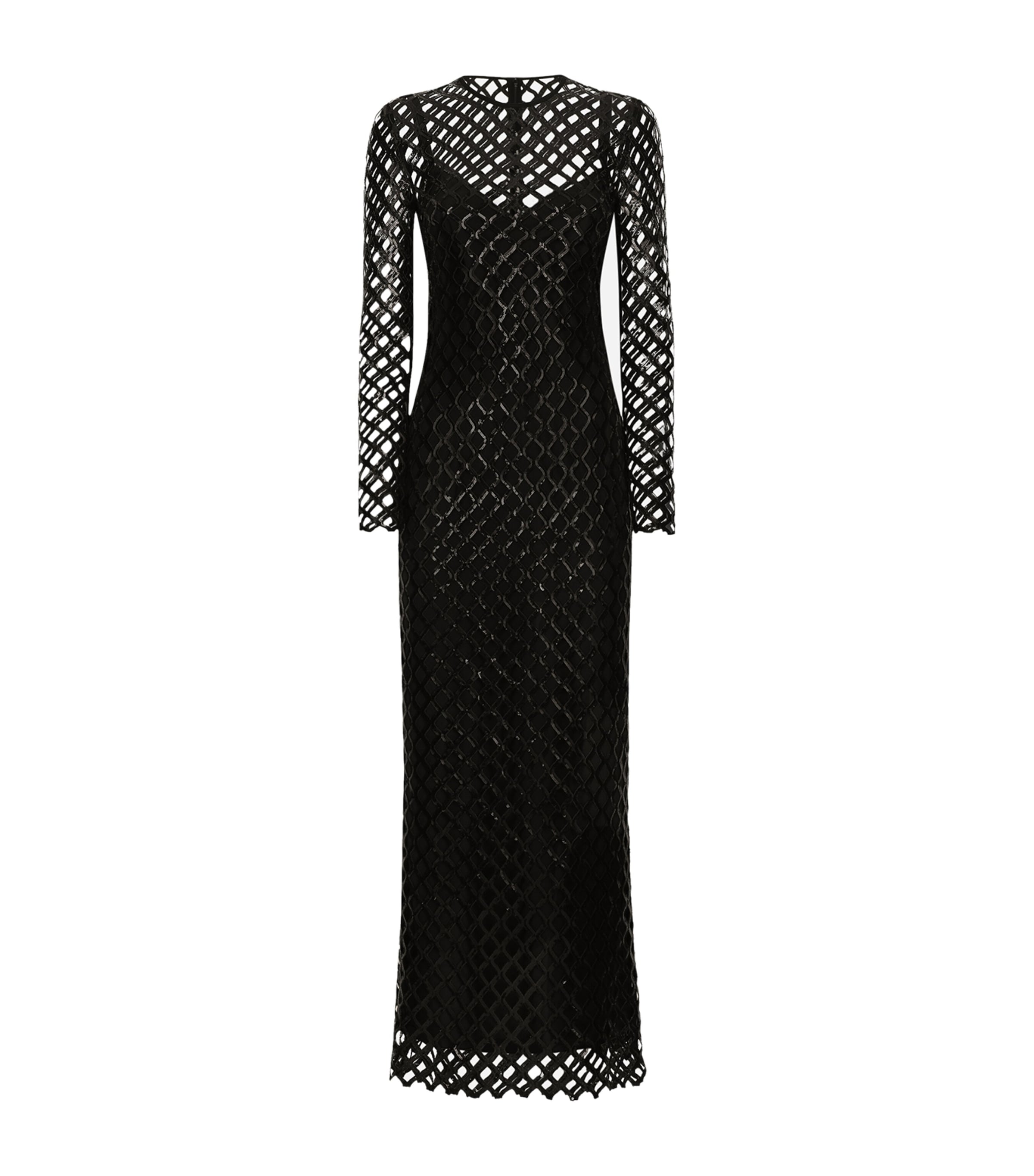 Dolce & Gabbana Sequin-embellished Netting Midi Dress In Black