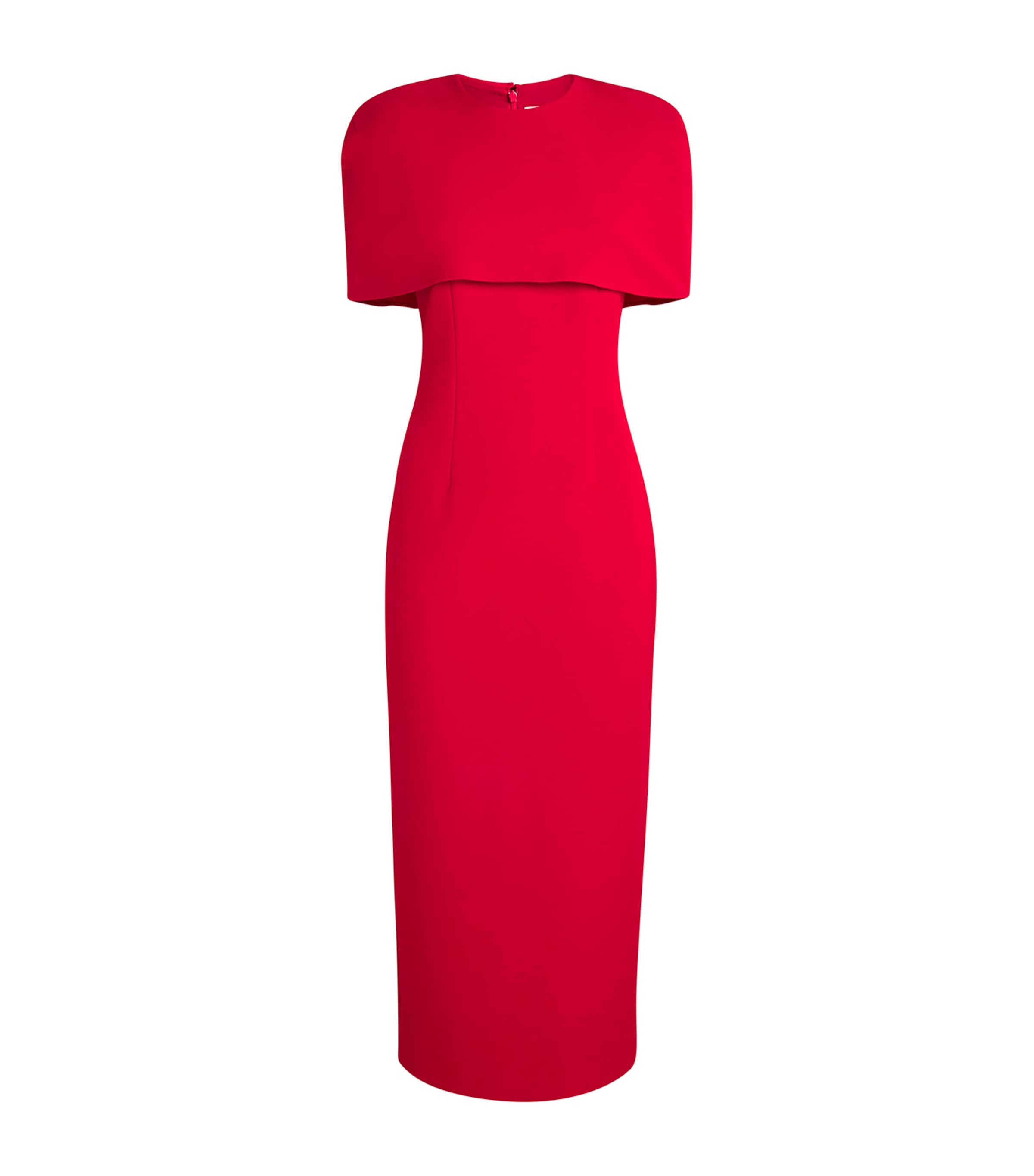 Roland Mouret Womens Stretch-Crepe Cape Midi Dress Red Image 1
