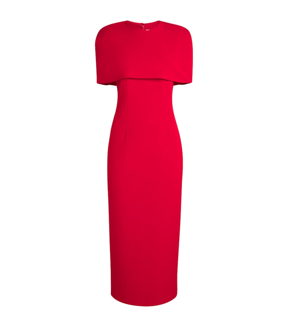 Roland Mouret Womens Stretch-Crepe Cape Midi Dress Red Image 1
