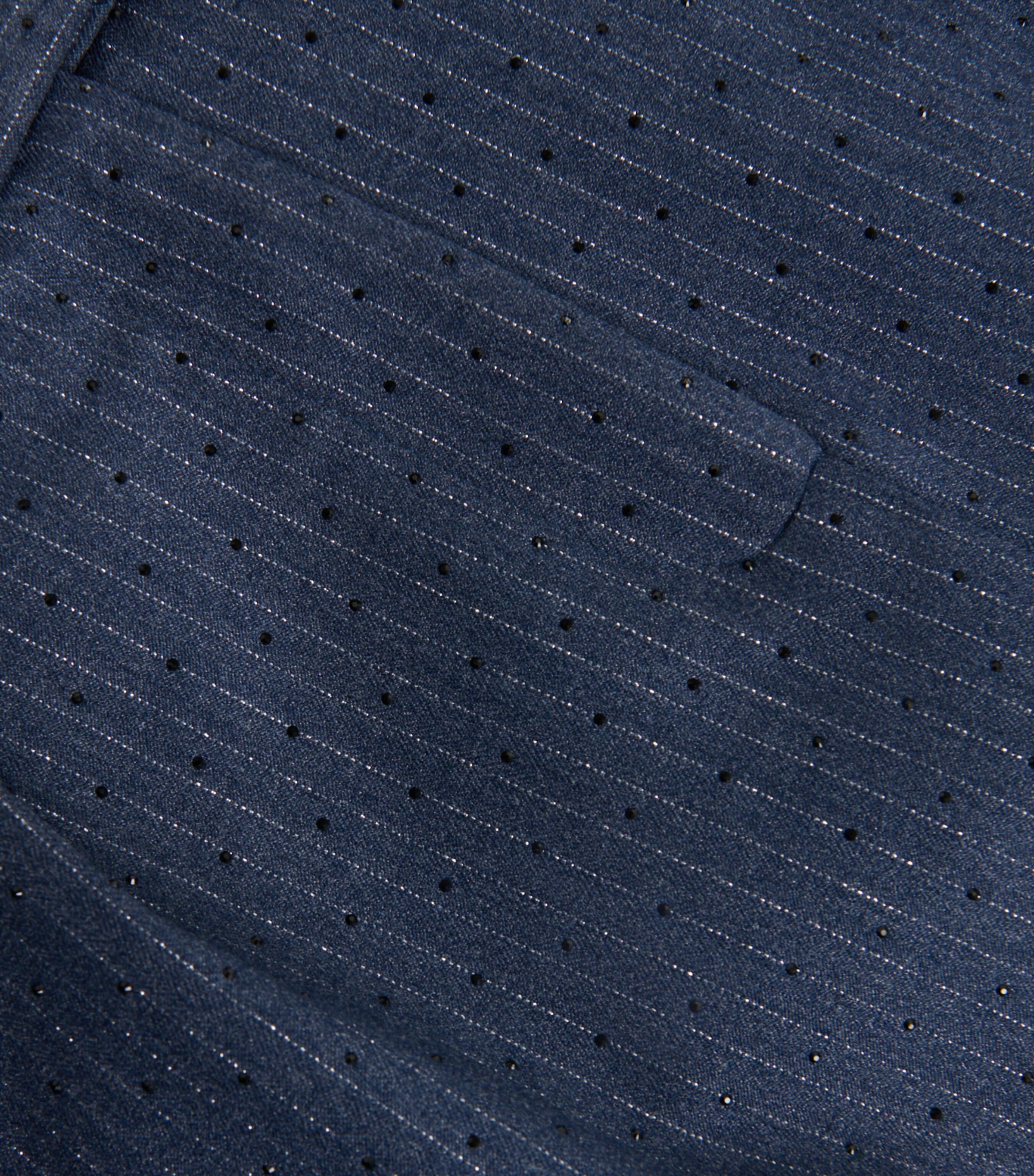 Stripe Rhinestone-Embellished Shorts BLUE Image 2