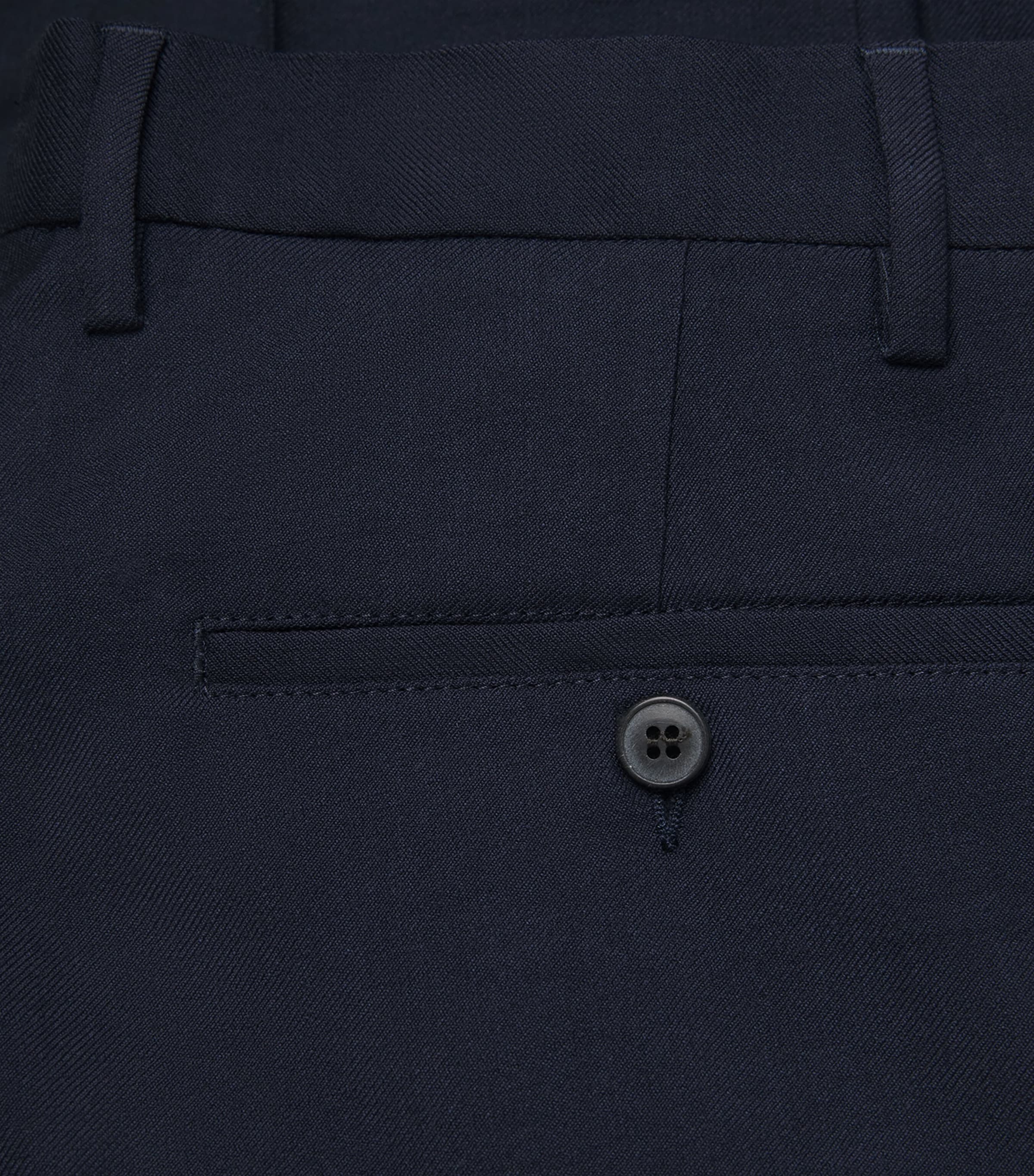 Wool Pleated Straight Trousers NAVY BUAA Image 5