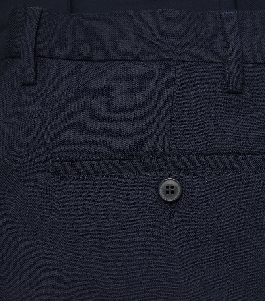 Wool Pleated Straight Trousers NAVY BUAA Image 5