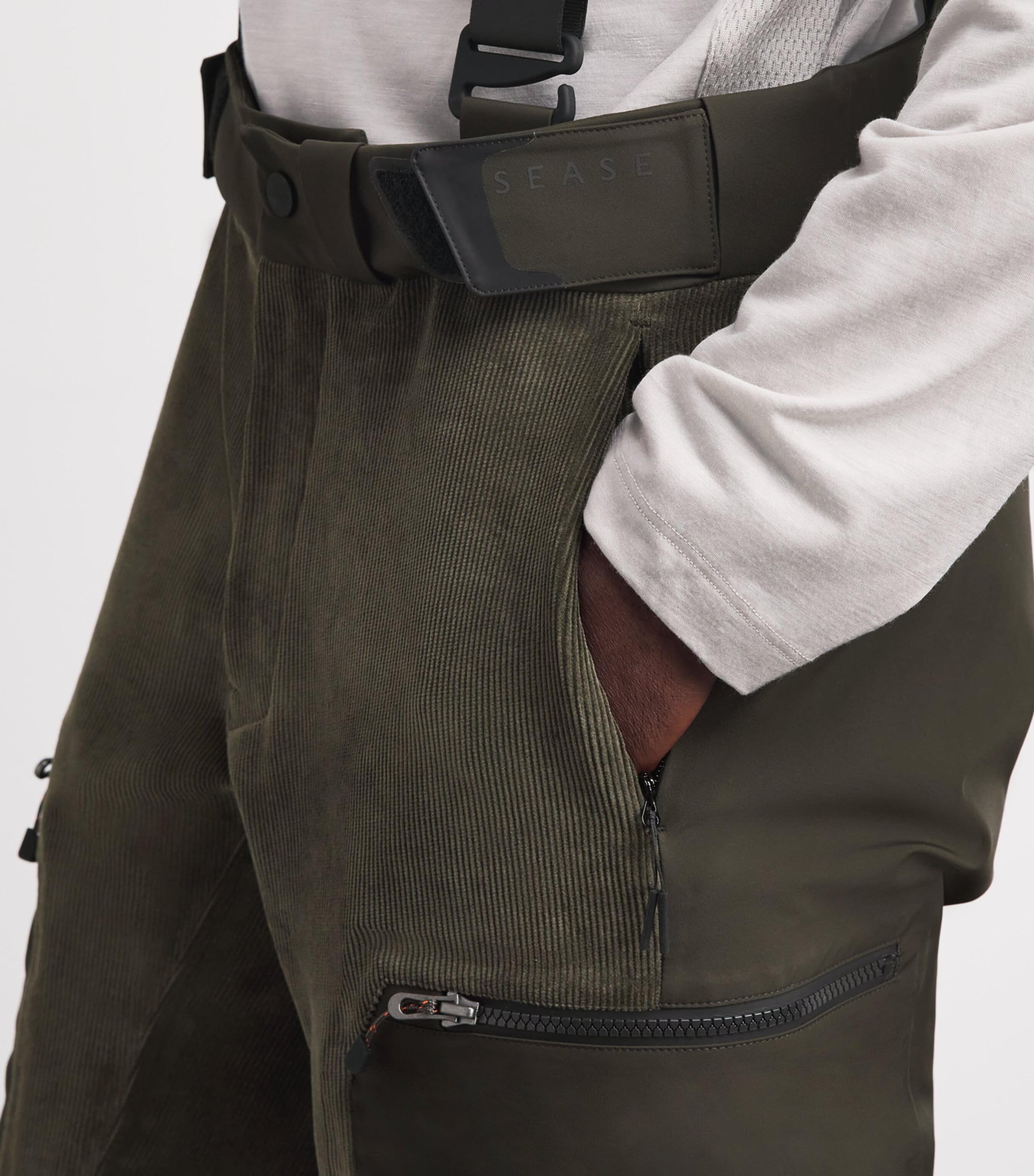 Sease Mens Corduroy Trace 2.0 Ski Trousers Bronze Olive Image 3